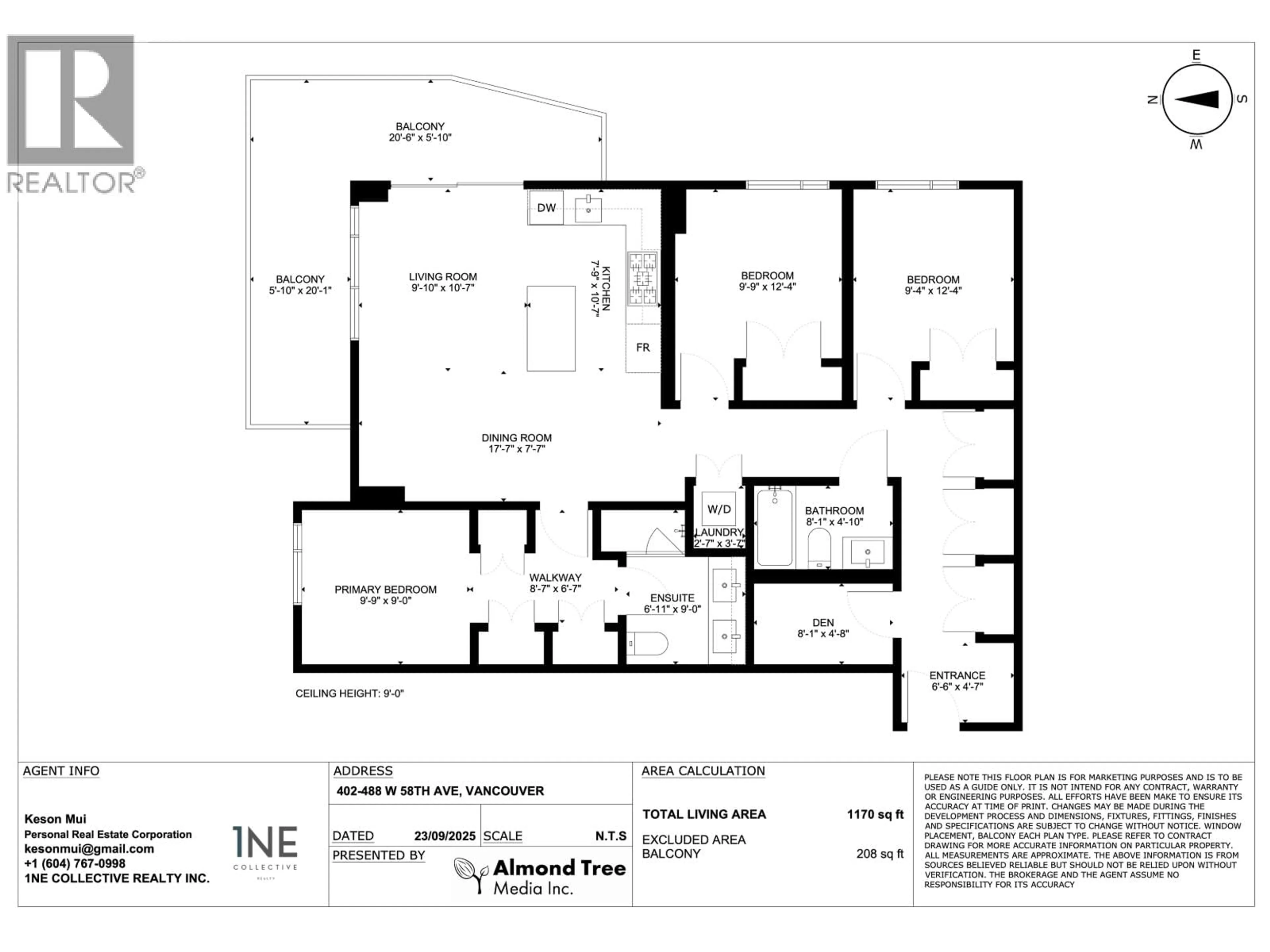 Floor plan for 402 - 488 58TH AVENUE, Vancouver British Columbia V5X1V5