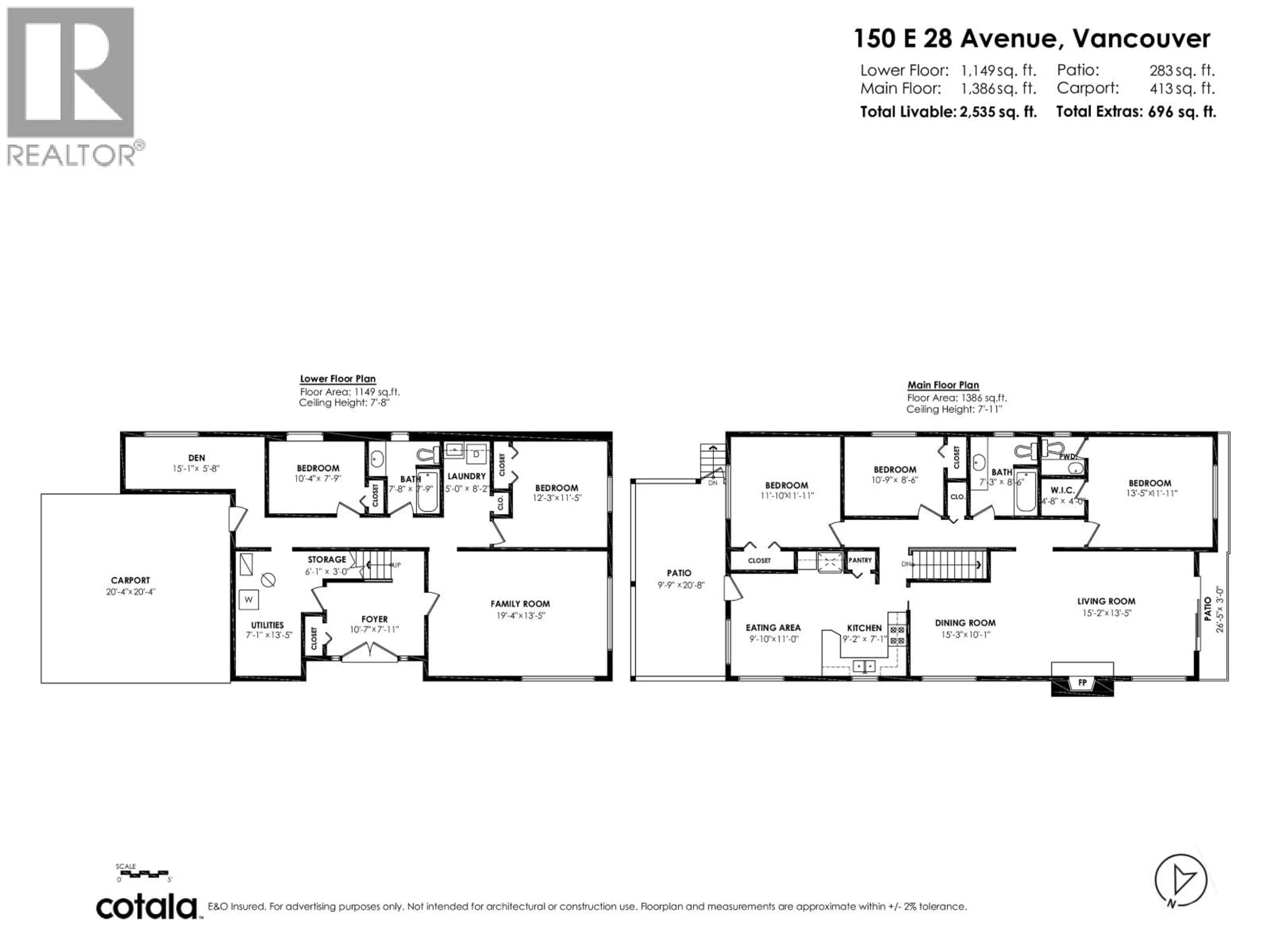 Floor plan for 150 28 AVENUE, Vancouver British Columbia V5V2M2
