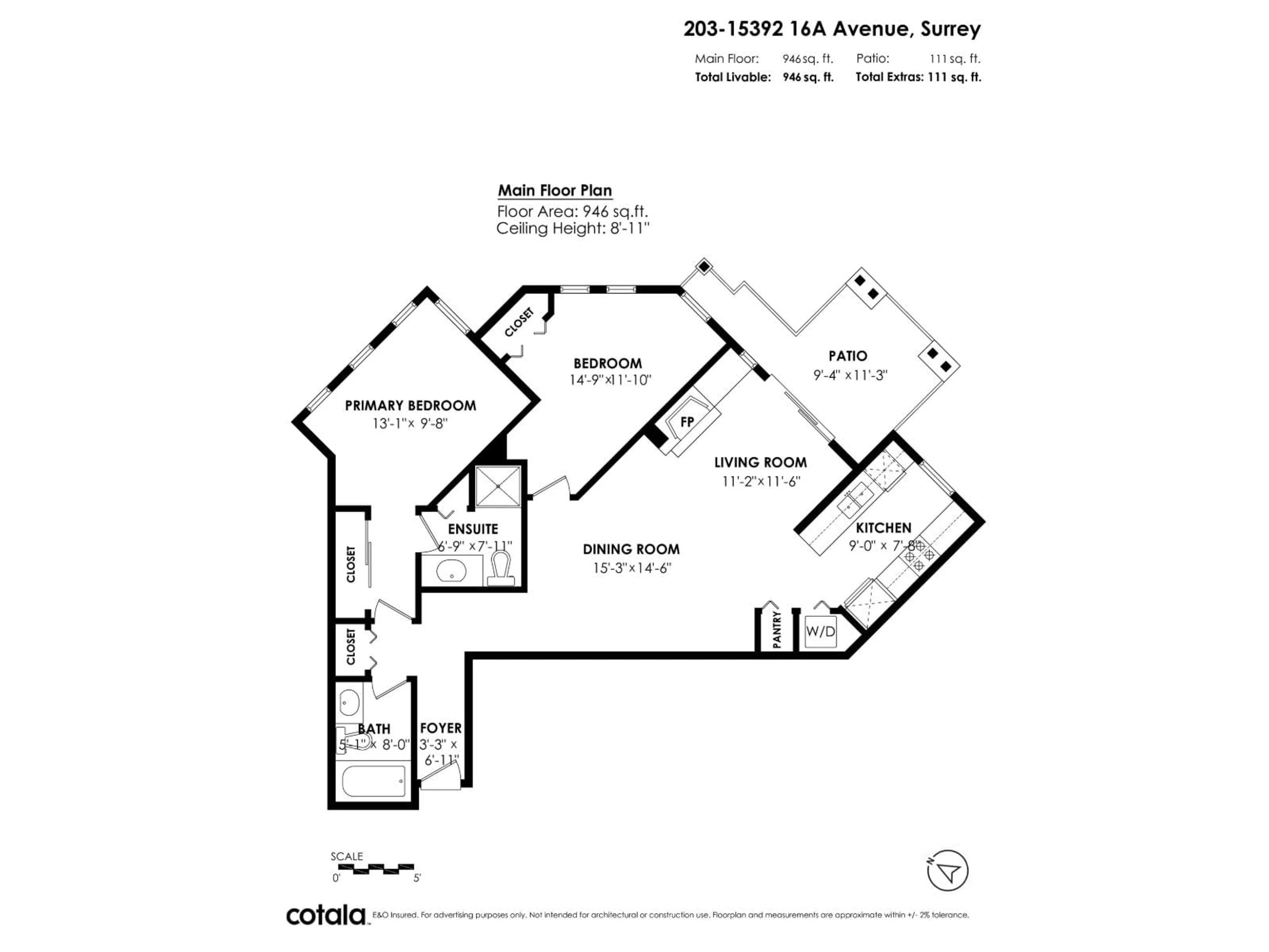 Floor plan for 203 - 15392 16A, Surrey British Columbia V4A1S9