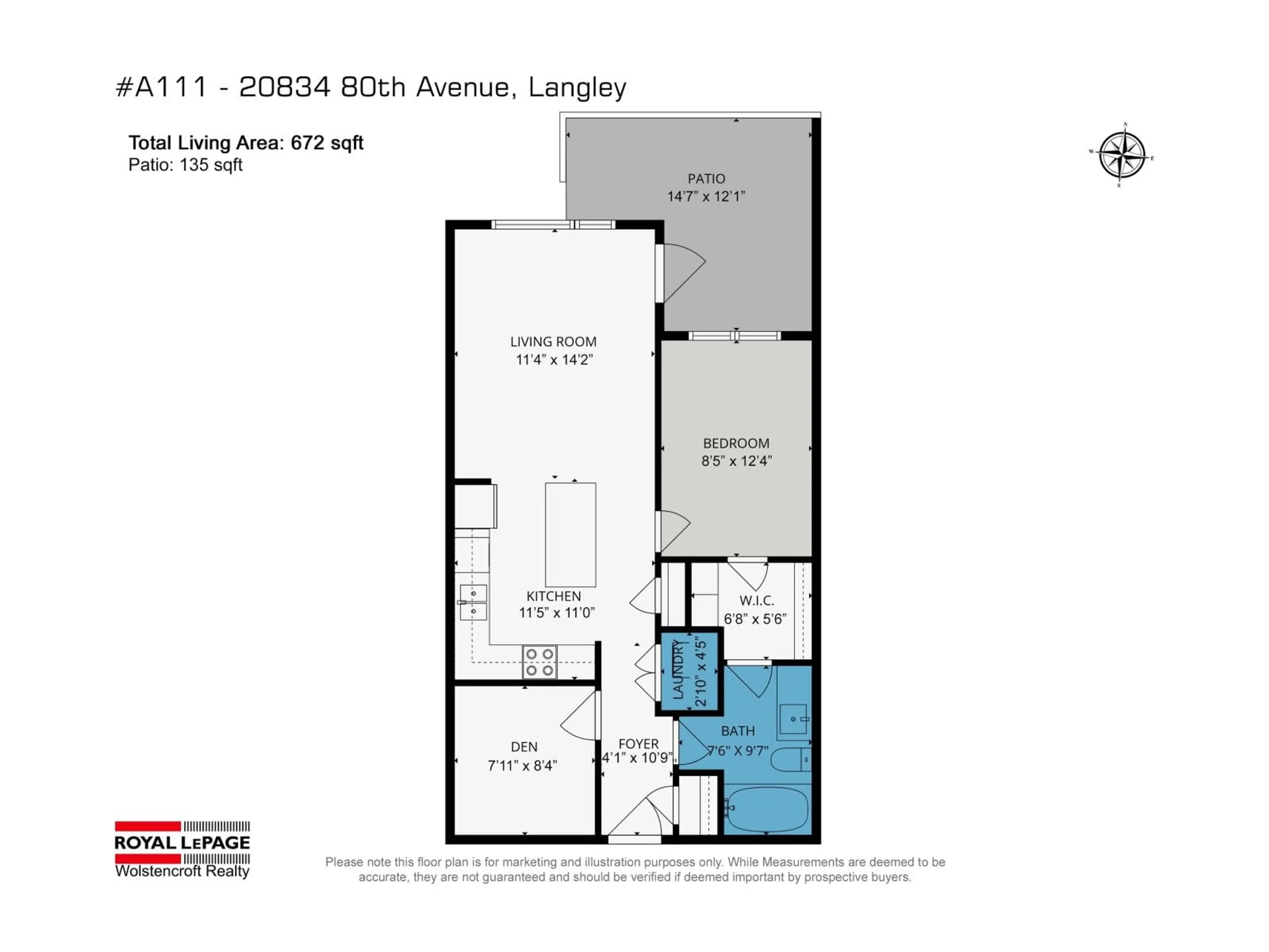 Floor plan for A111 - 20834 80, Langley British Columbia V2Y3M3