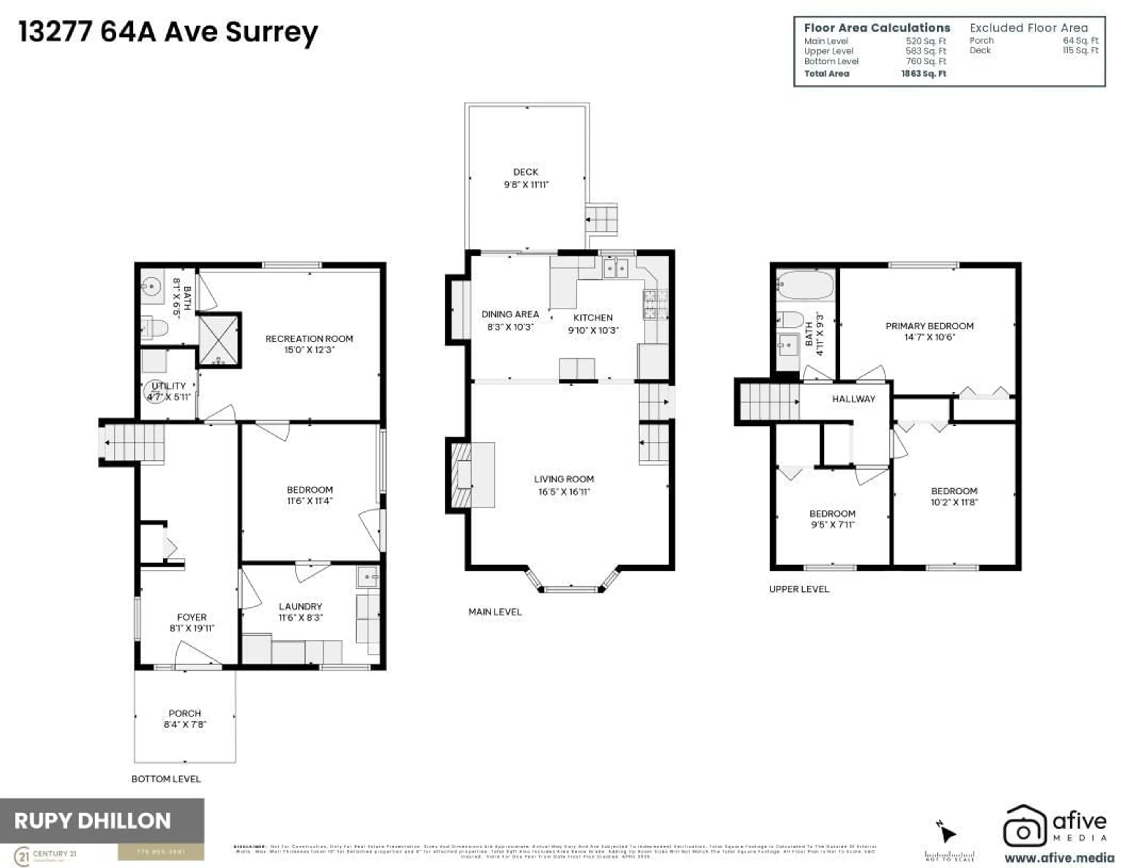 Floor plan for 13277 64A, Surrey British Columbia V3W7H9