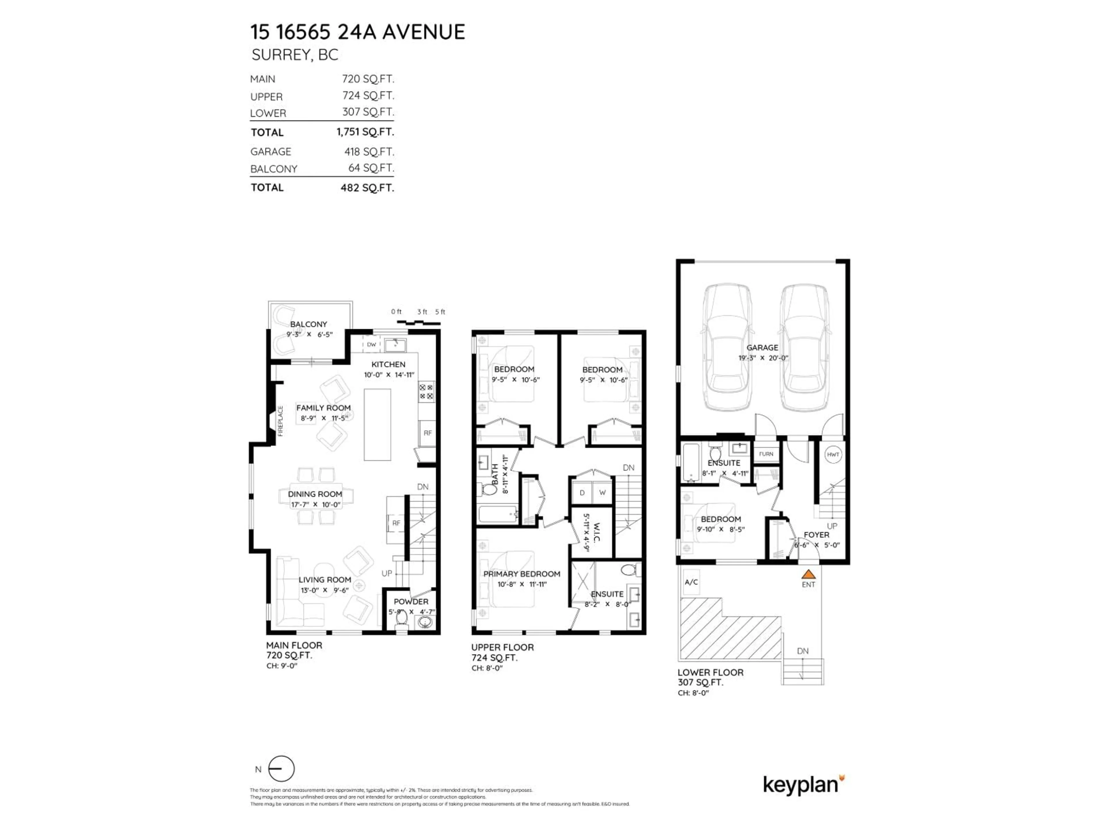Floor plan for 15 - 16565 24A, Surrey British Columbia V3Z1H7
