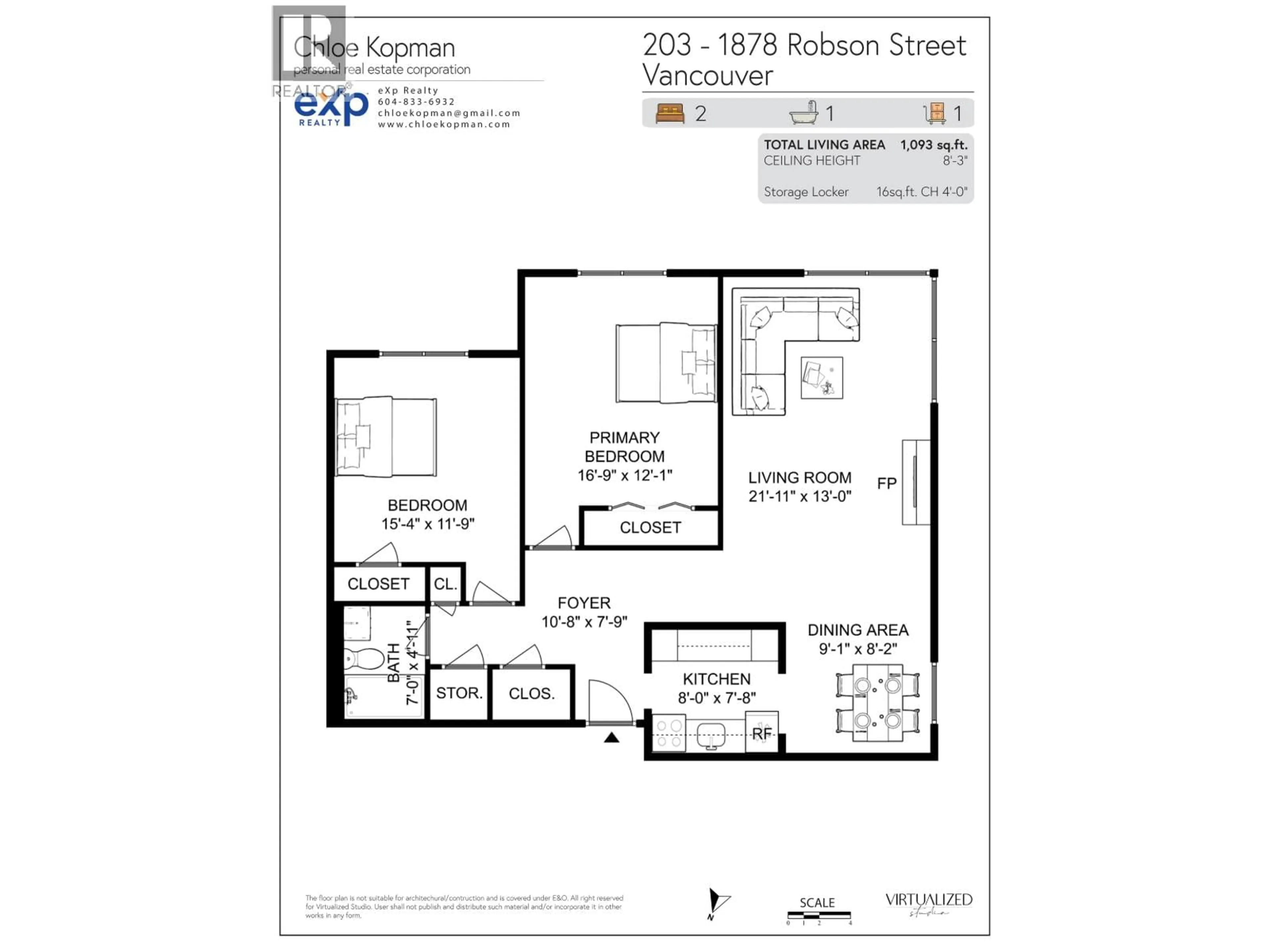 Floor plan for 203 - 1878 ROBSON STREET, Vancouver British Columbia V6G1E3
