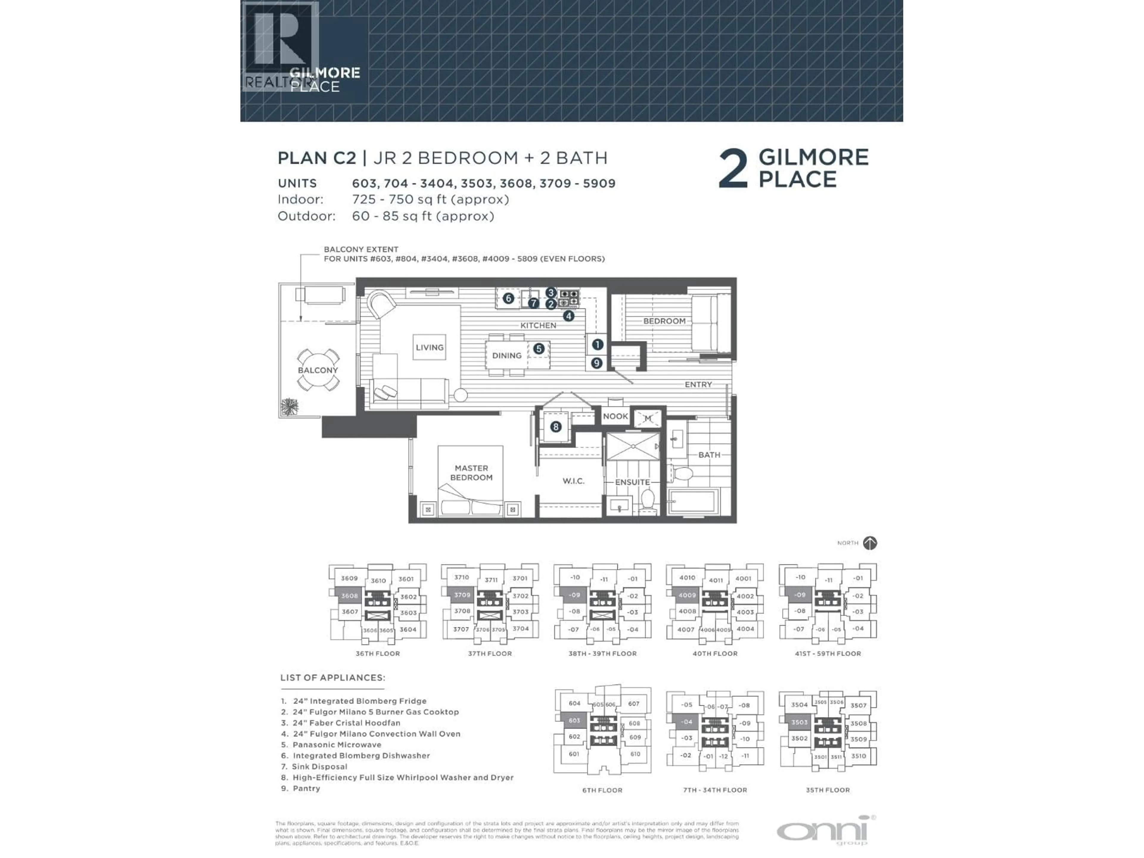 Floor plan for 2304 - 2108 GILMORE AVENUE, Burnaby British Columbia V5C0N8