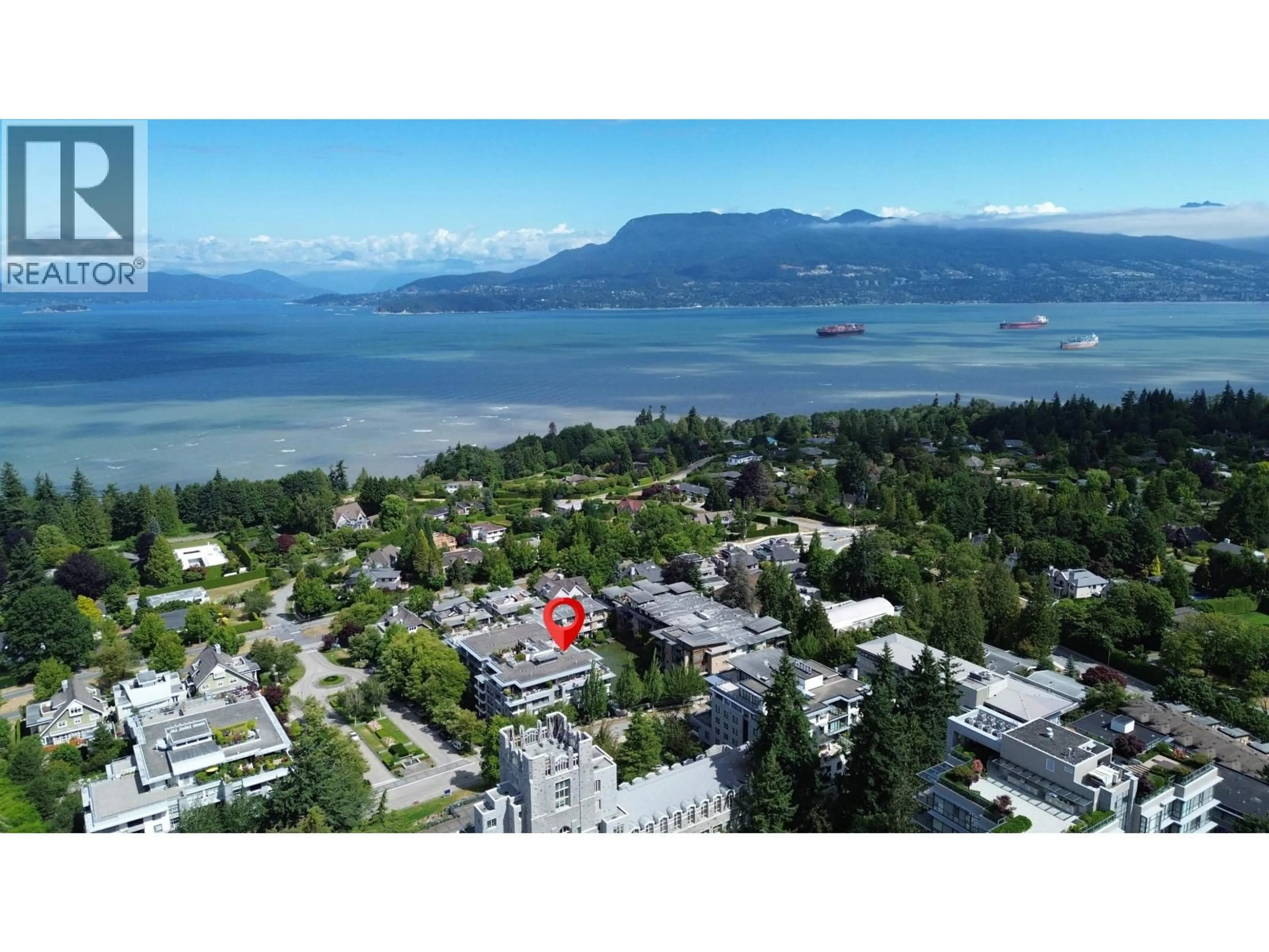 A pic from outside/outdoor area/front of a property/back of a property/a pic from drone, water/lake/river/ocean view for 406 - 5989 IONA DRIVE, Vancouver British Columbia V6T2L7