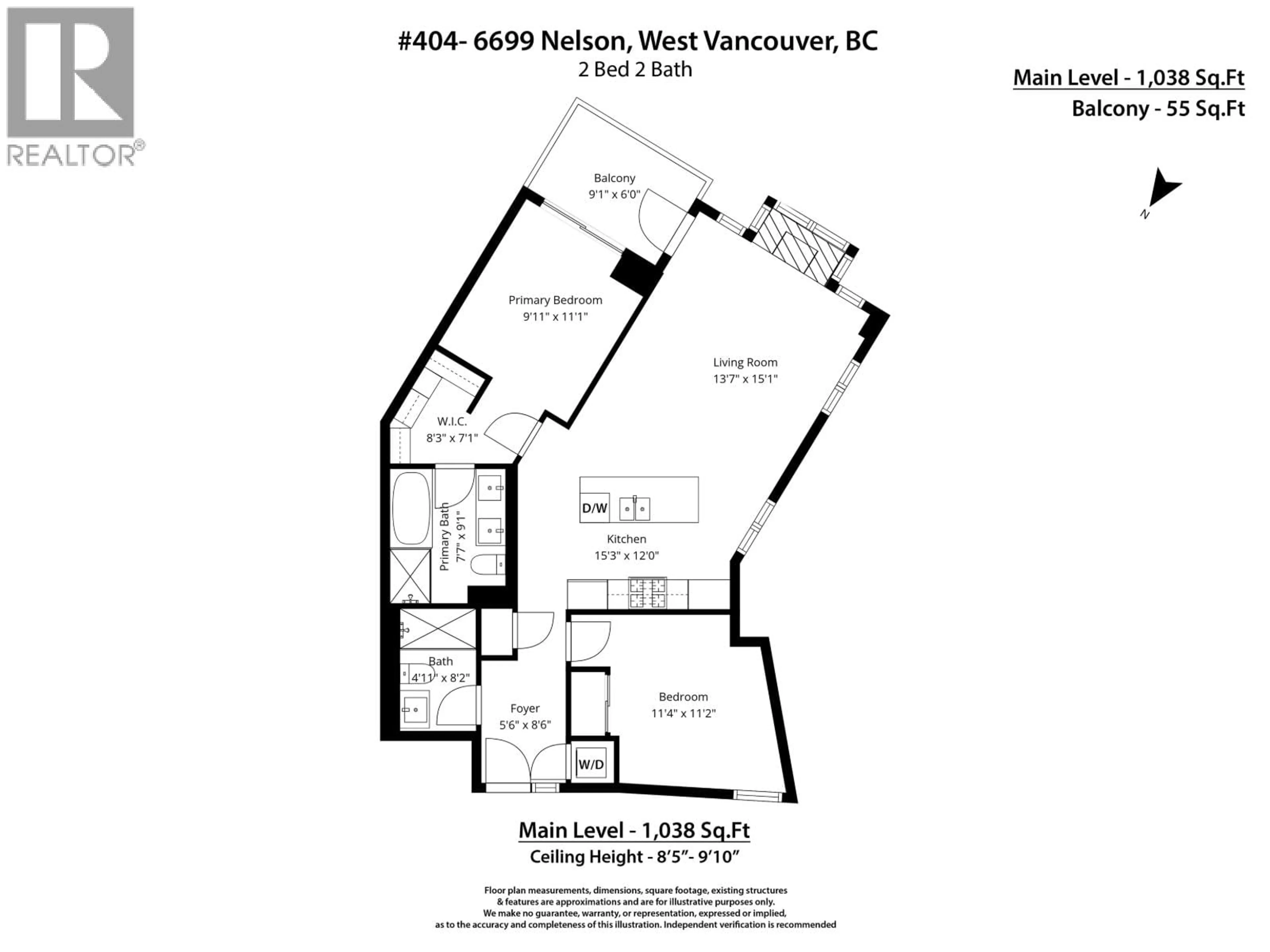 Floor plan for 404 - 6699 NELSON AVENUE, West Vancouver British Columbia V7W2B2