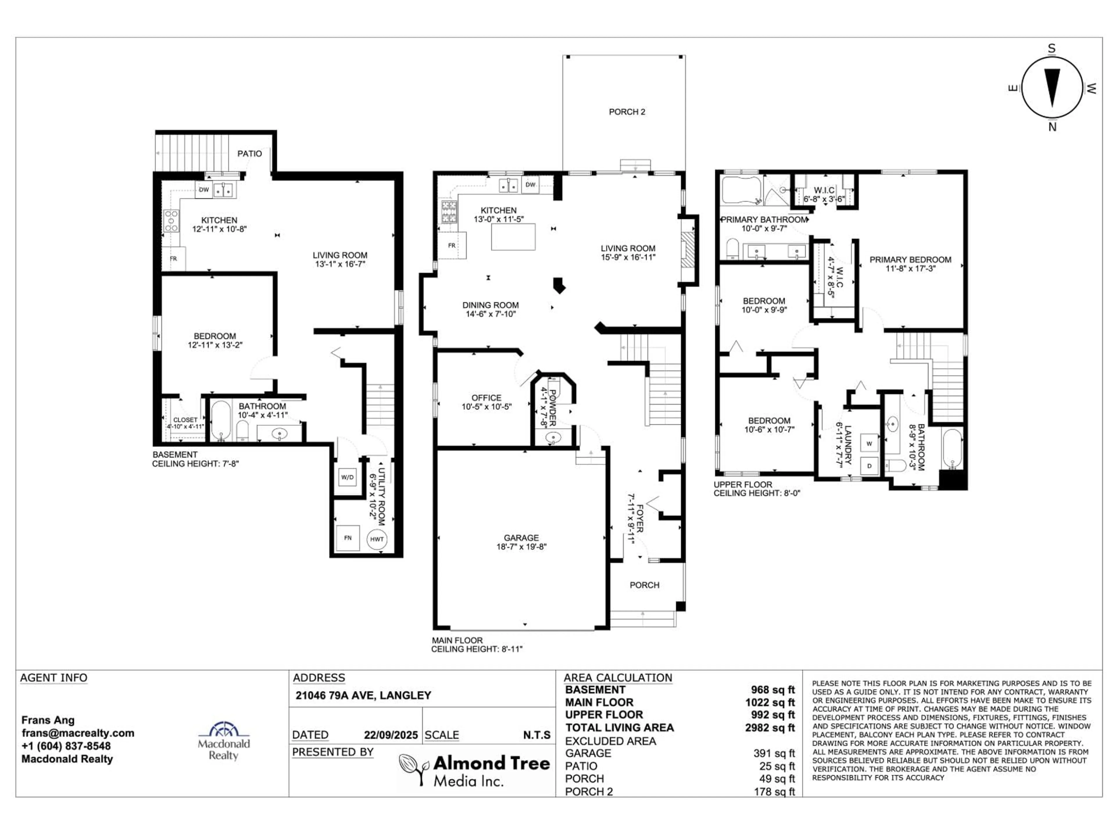 Floor plan for 21046 79A, Langley British Columbia V2Y0H6
