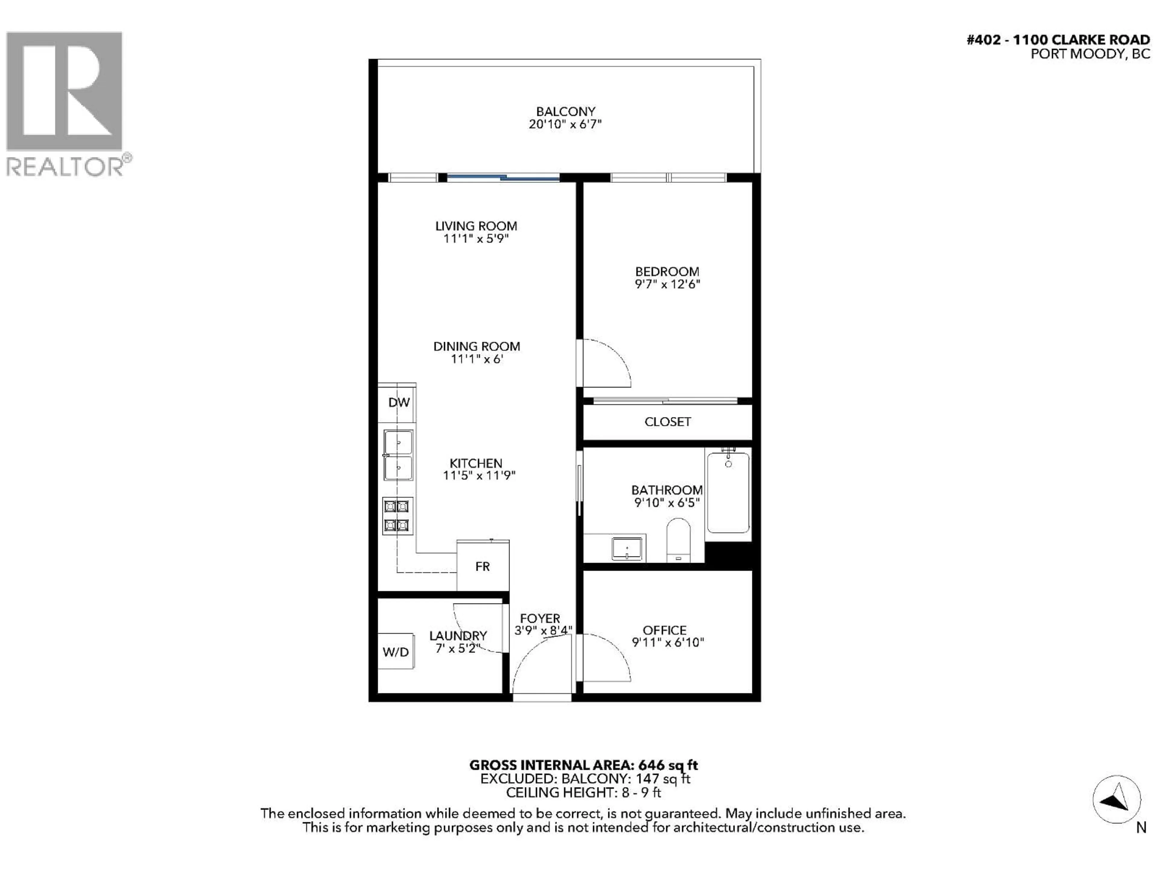 Floor plan for 402 - 1100 CLARKE ROAD, Port Moody British Columbia V3H0N3