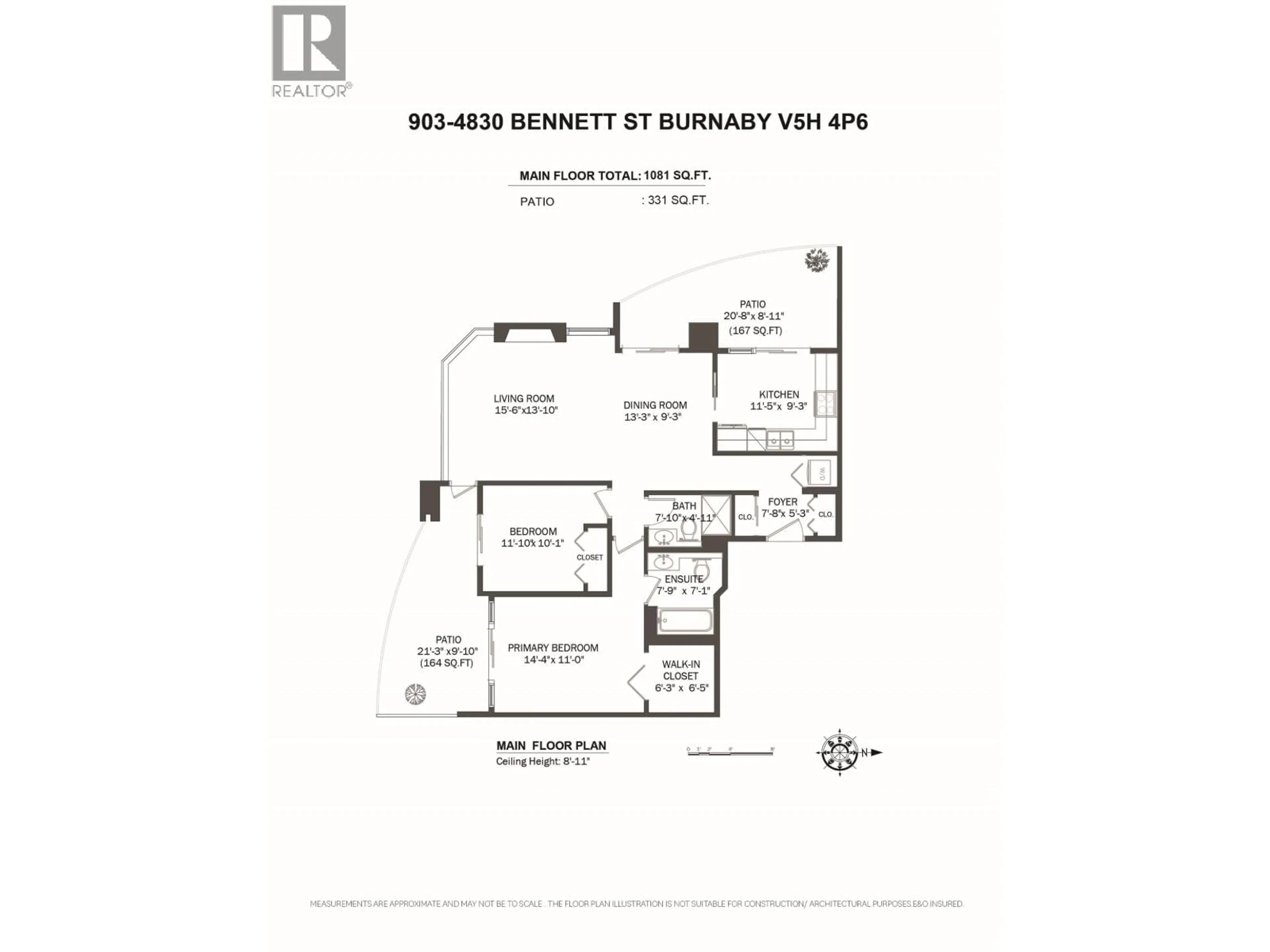 Floor plan for 903 - 4830 BENNETT STREET, Burnaby British Columbia V5H4P6