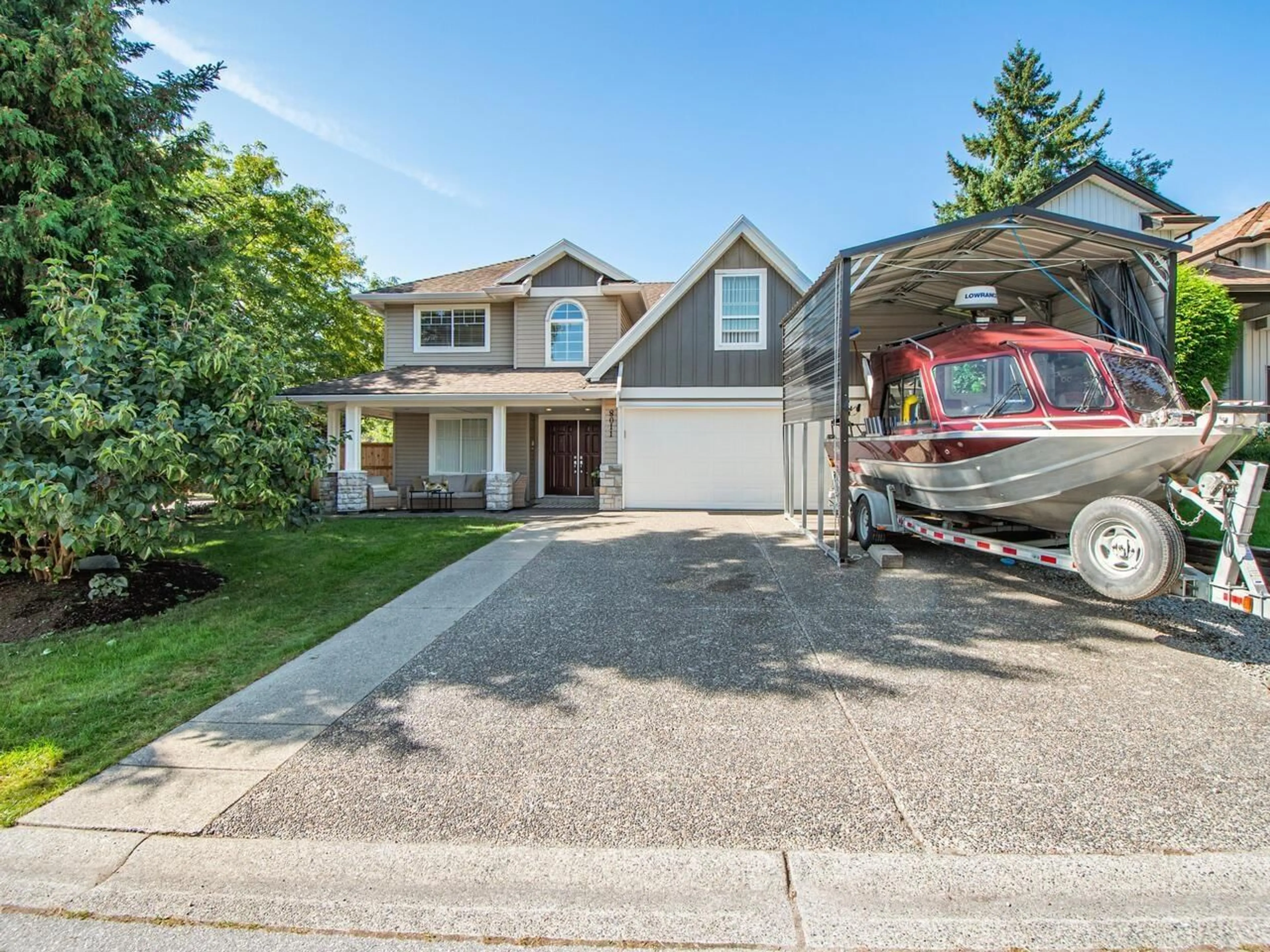 Home with vinyl exterior material, street for 8011 163RD, Surrey British Columbia V4N0J6
