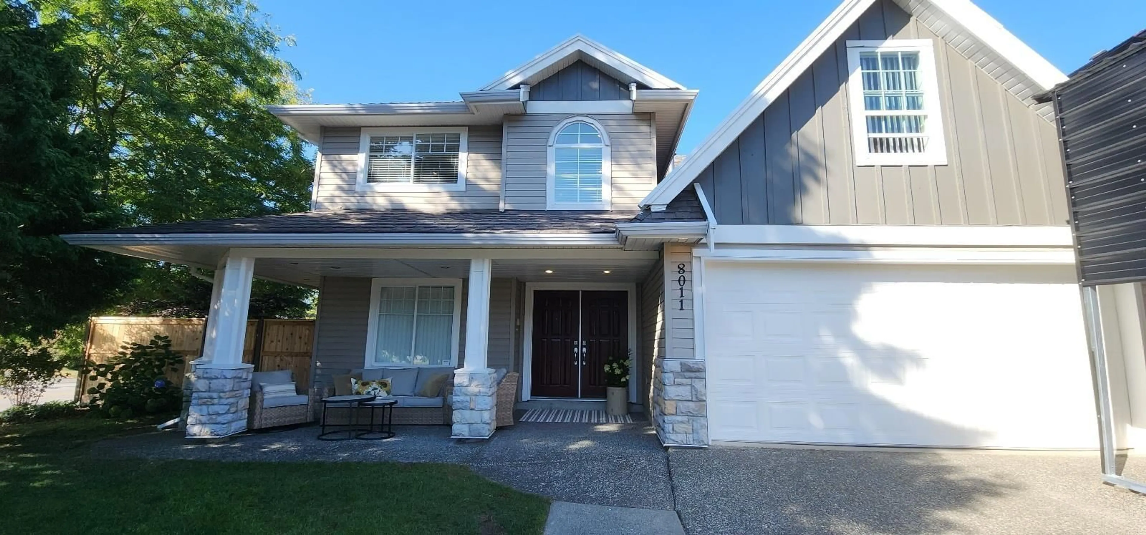 Home with vinyl exterior material, street for 8011 163RD, Surrey British Columbia V4N0J6
