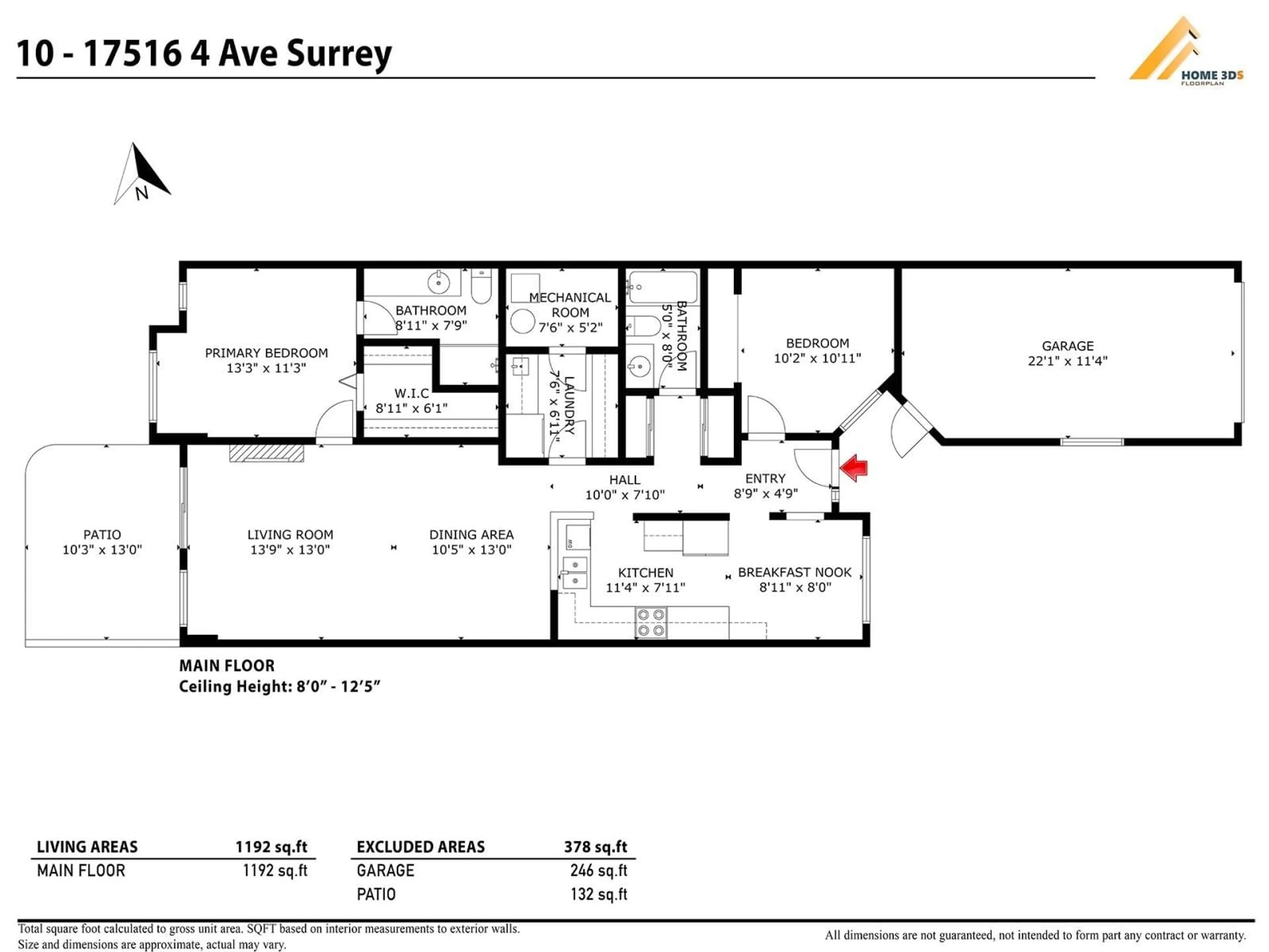 Floor plan for 10 - 17516 4, Surrey British Columbia V3Z0R9