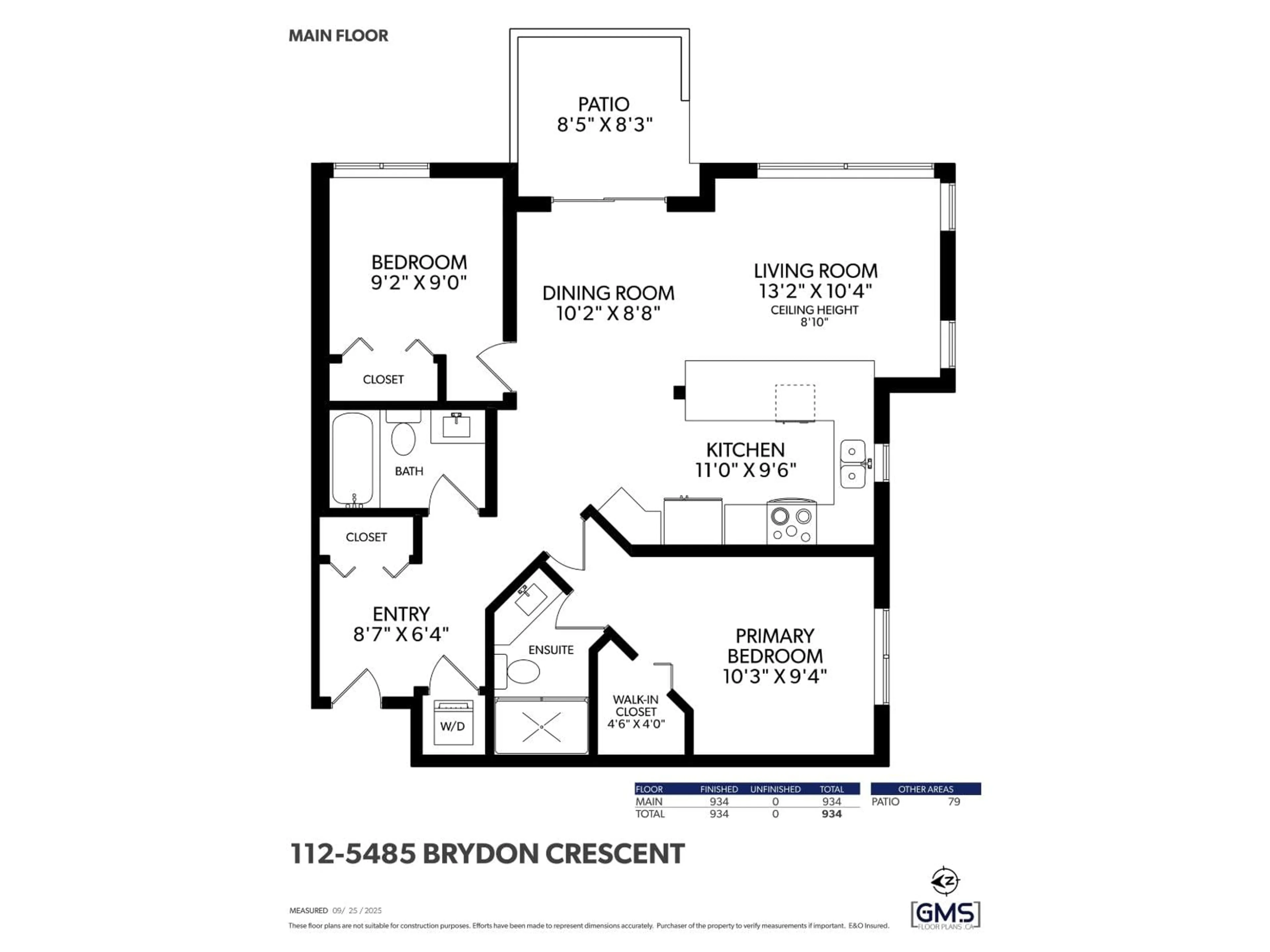 Floor plan for 112 - 5485 BRYDON, Langley British Columbia V3A4A3