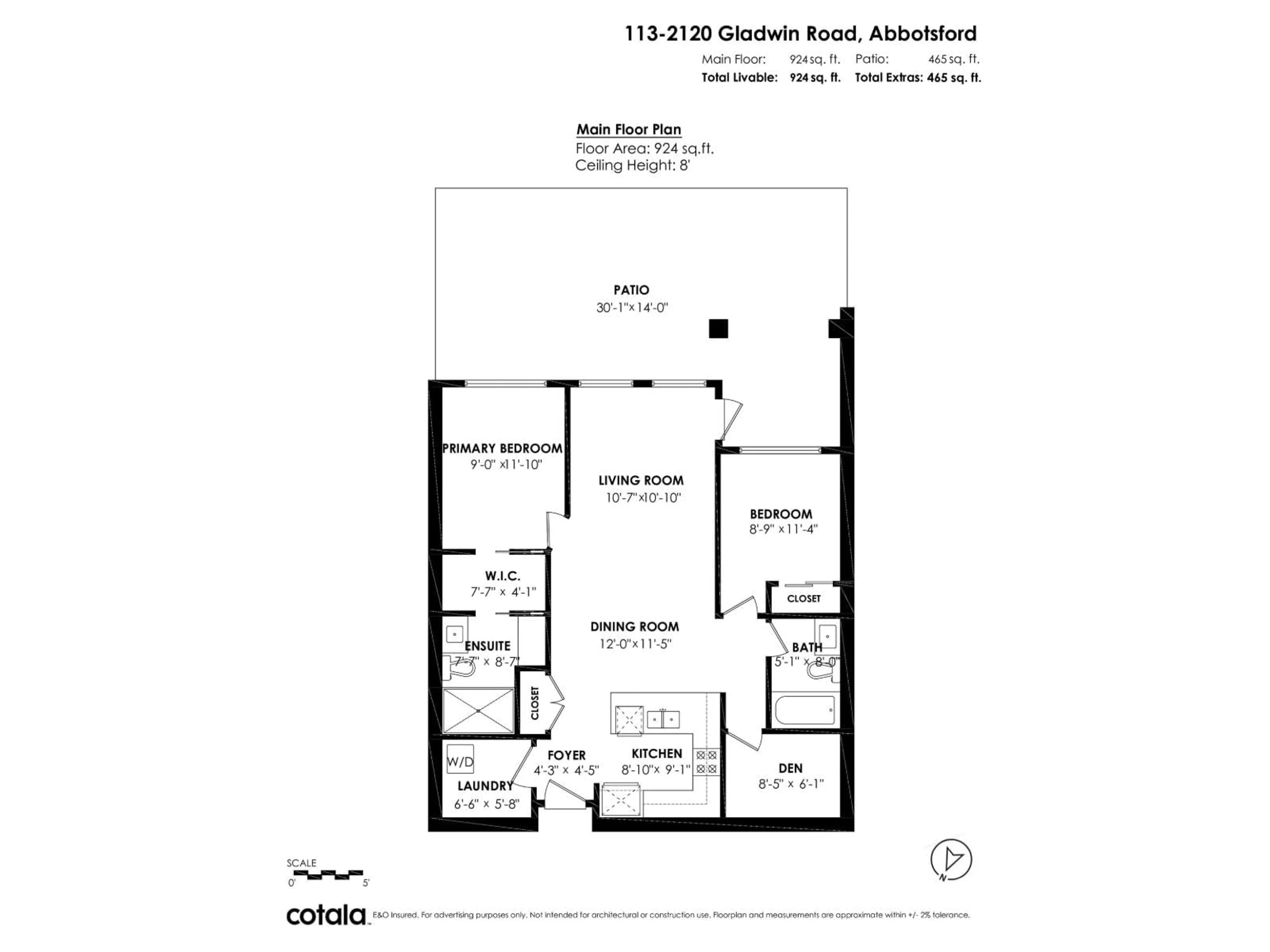 Floor plan for 113 - 2120 GLADWIN, Abbotsford British Columbia V2S0L7