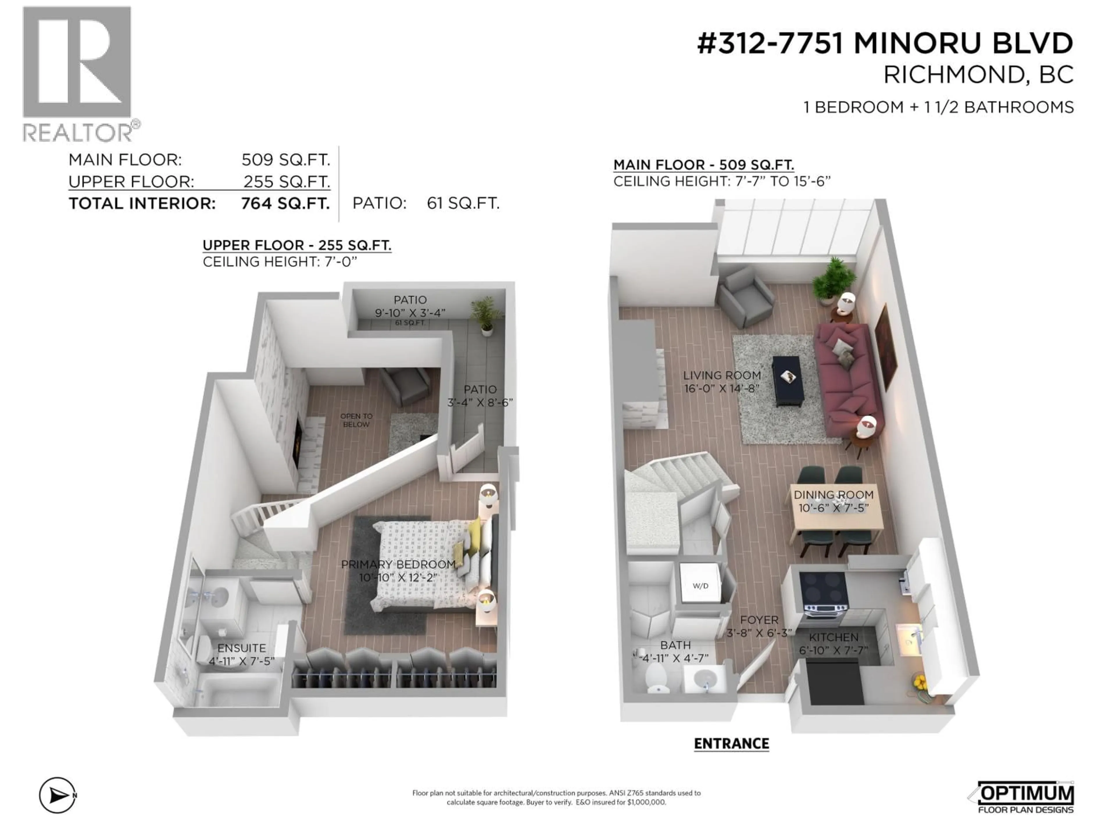 Floor plan for 312 - 7751 MINORU BOULEVARD, Richmond British Columbia V6Y3G7
