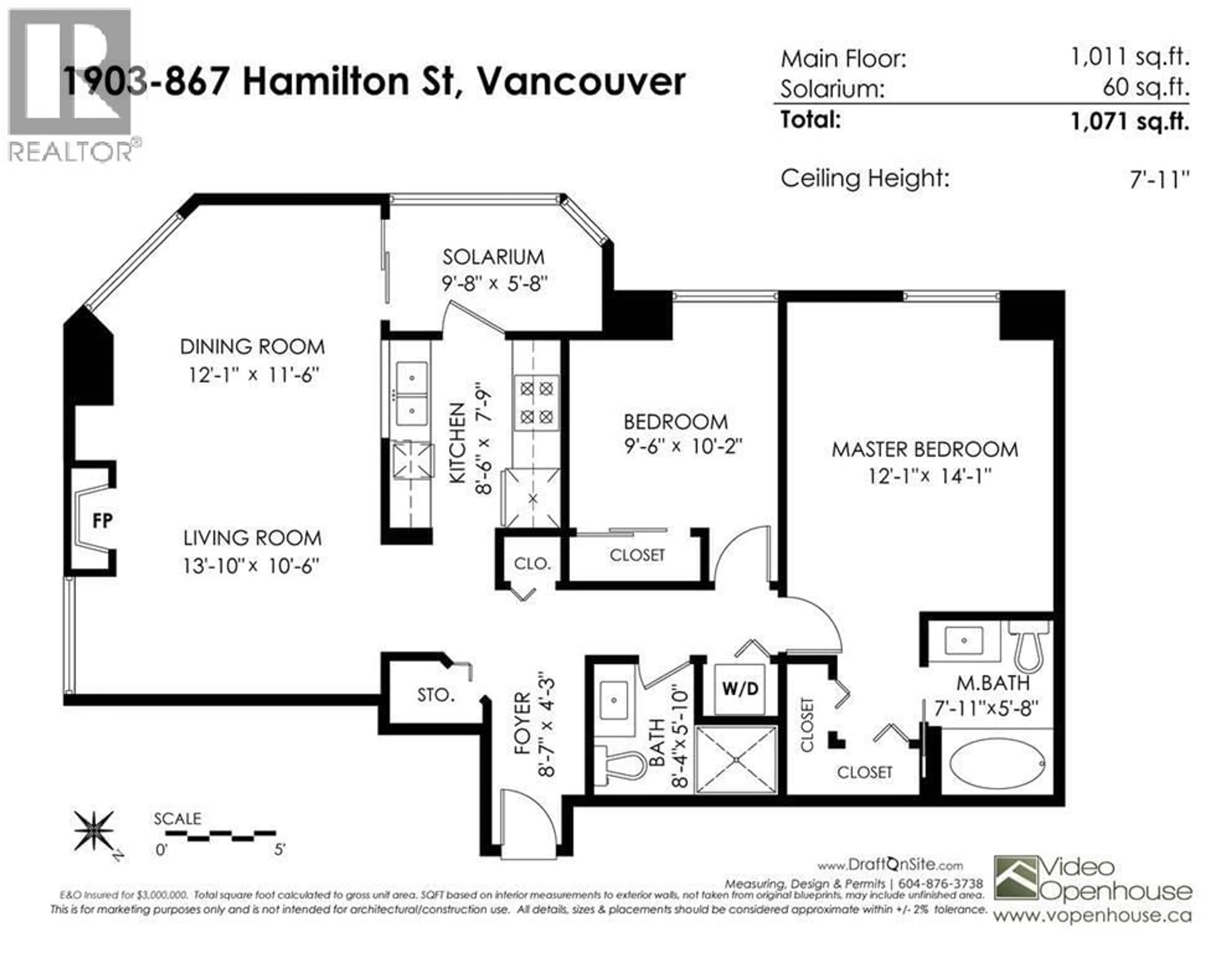 Floor plan for 1903 - 867 HAMILTON STREET, Vancouver British Columbia V6B6B7