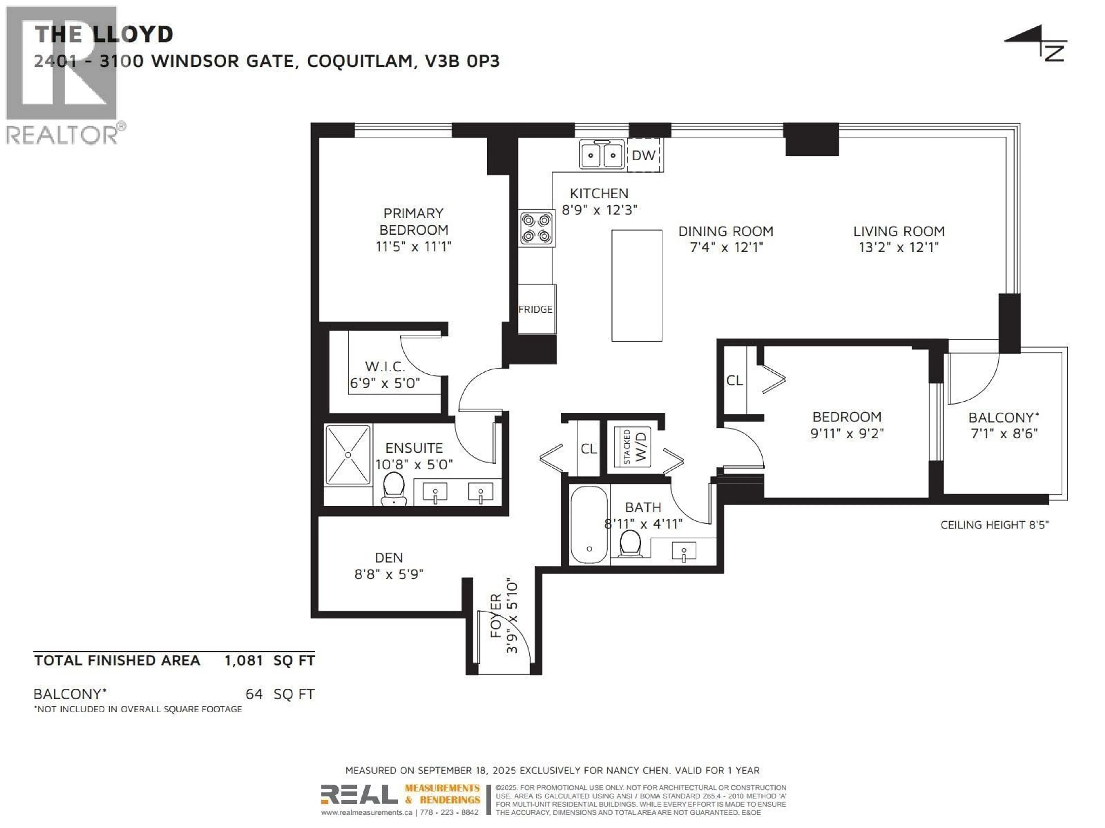 Floor plan for 2401 - 3100 WINDSOR GATE, Coquitlam British Columbia V3B0P3