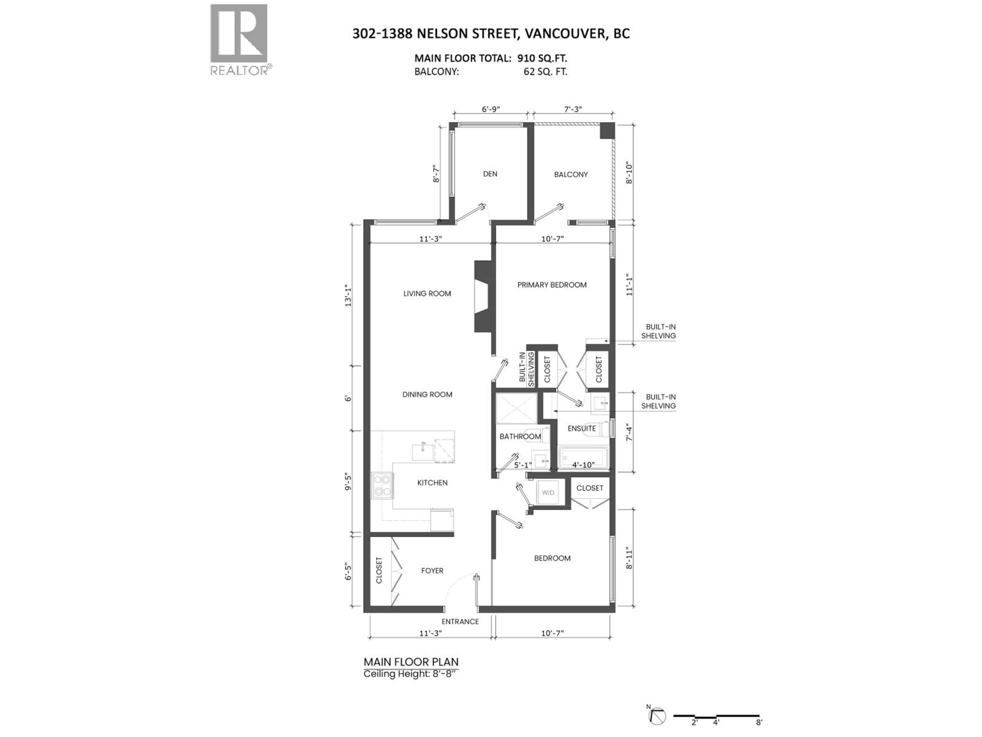 Floor plan for 302 - 1388 NELSON STREET, Vancouver British Columbia V6E1J9