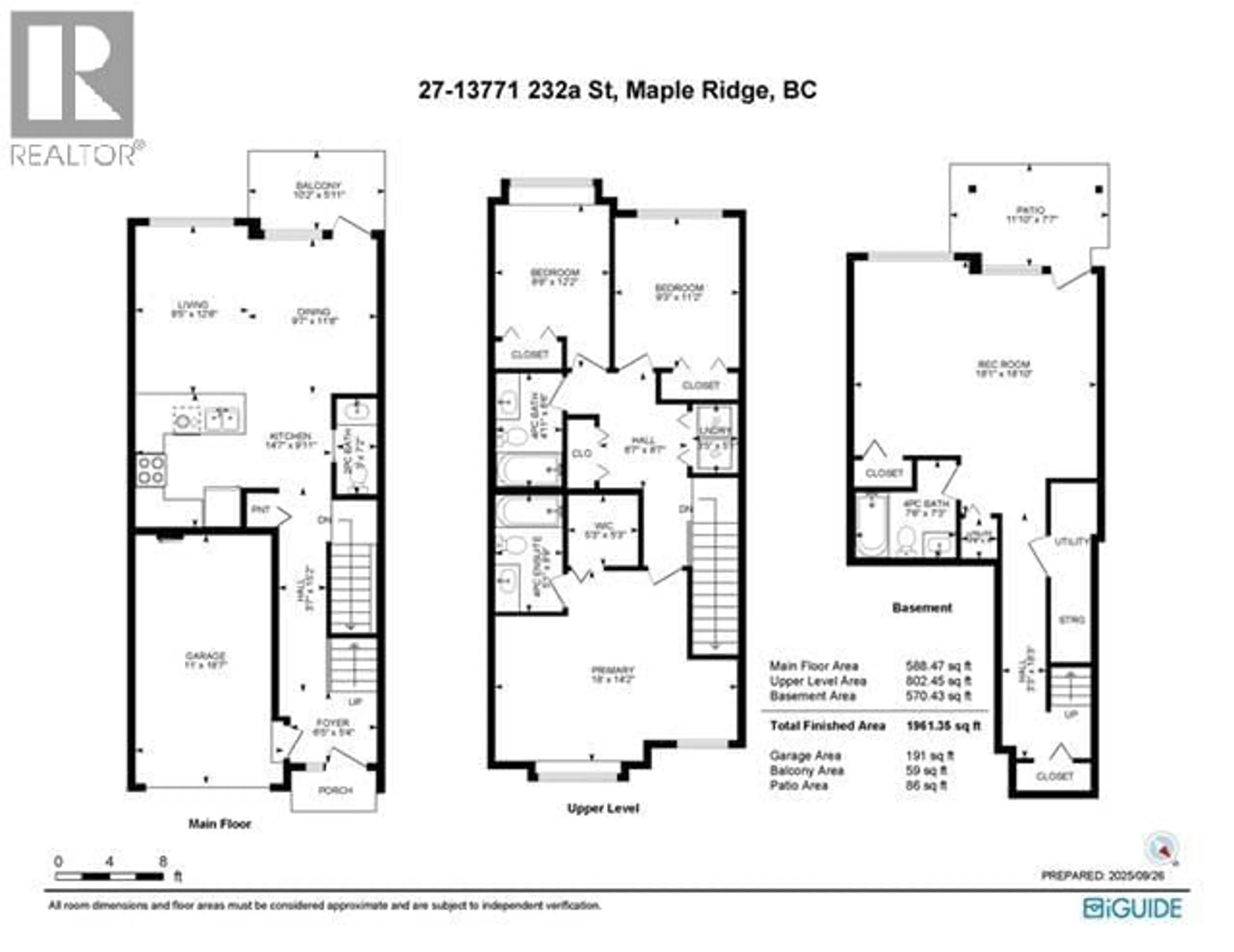 Floor plan for 27 - 13771 232A STREET, Maple Ridge British Columbia V4R0C5