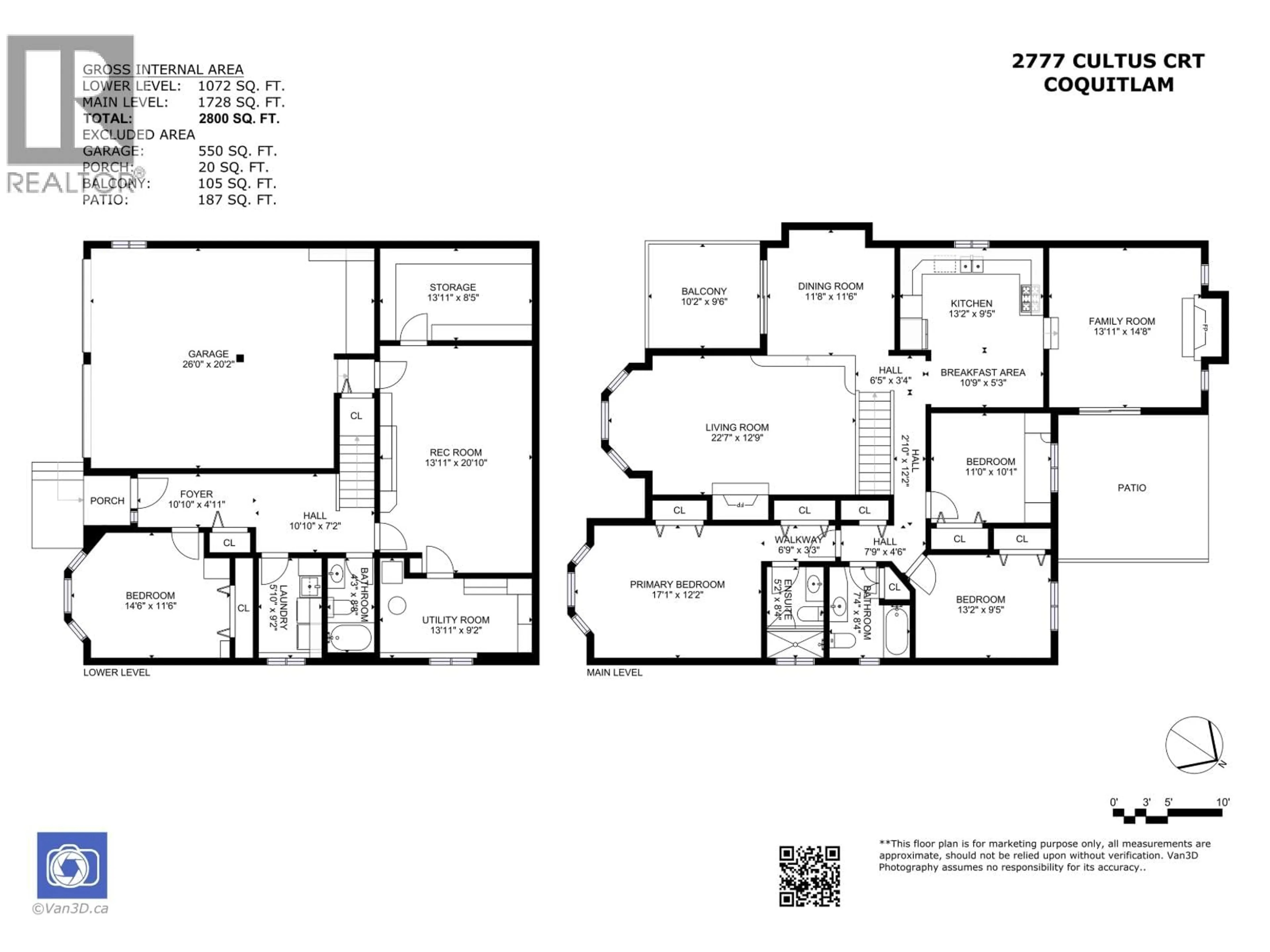 Floor plan for 2777 CULTUS COURT, Coquitlam British Columbia V3C5A8