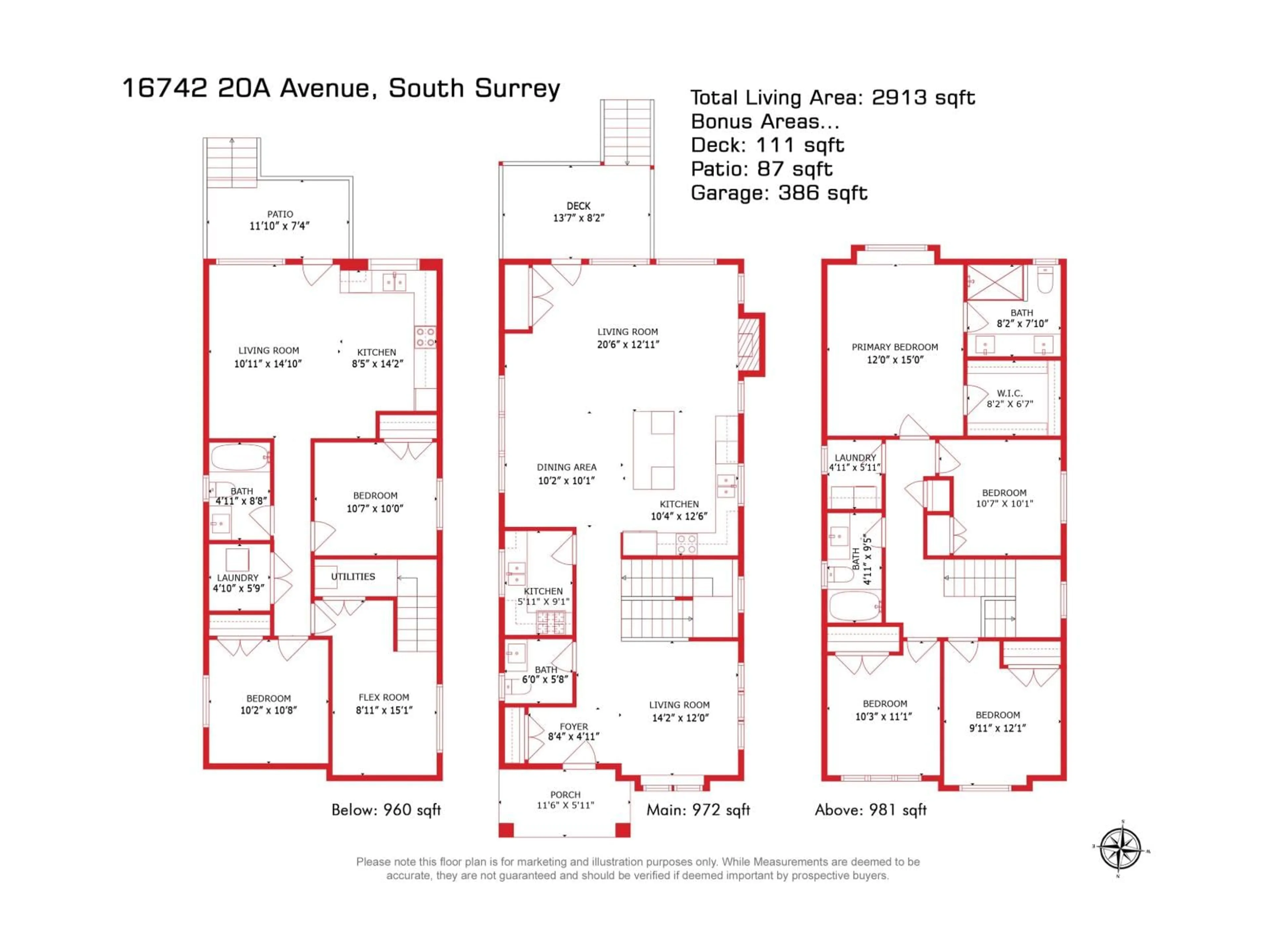 Floor plan for 16742 20A, Surrey British Columbia V3Z1J4