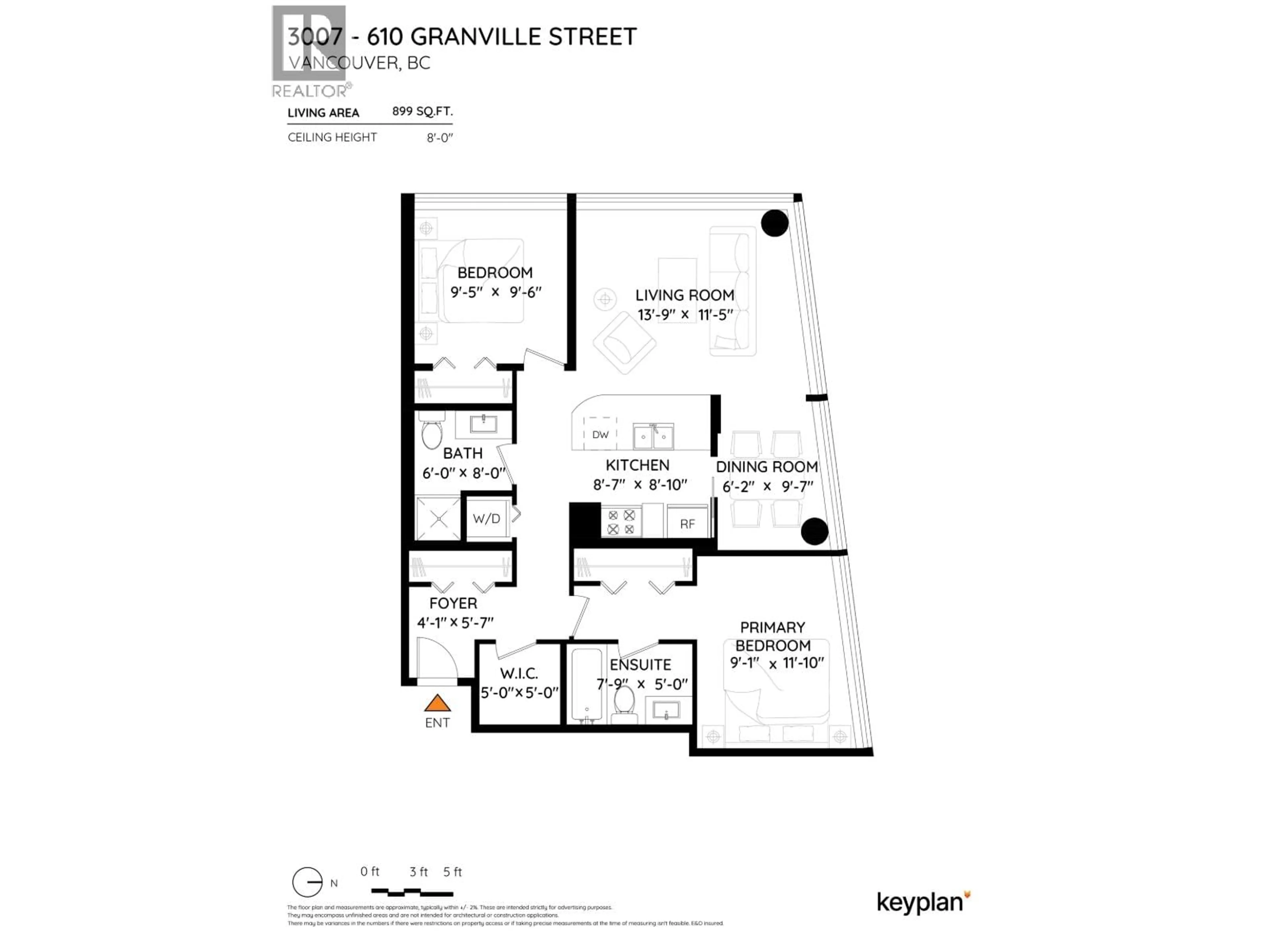 Floor plan for 3007 - 610 GRANVILLE STREET, Vancouver British Columbia V6C3J3
