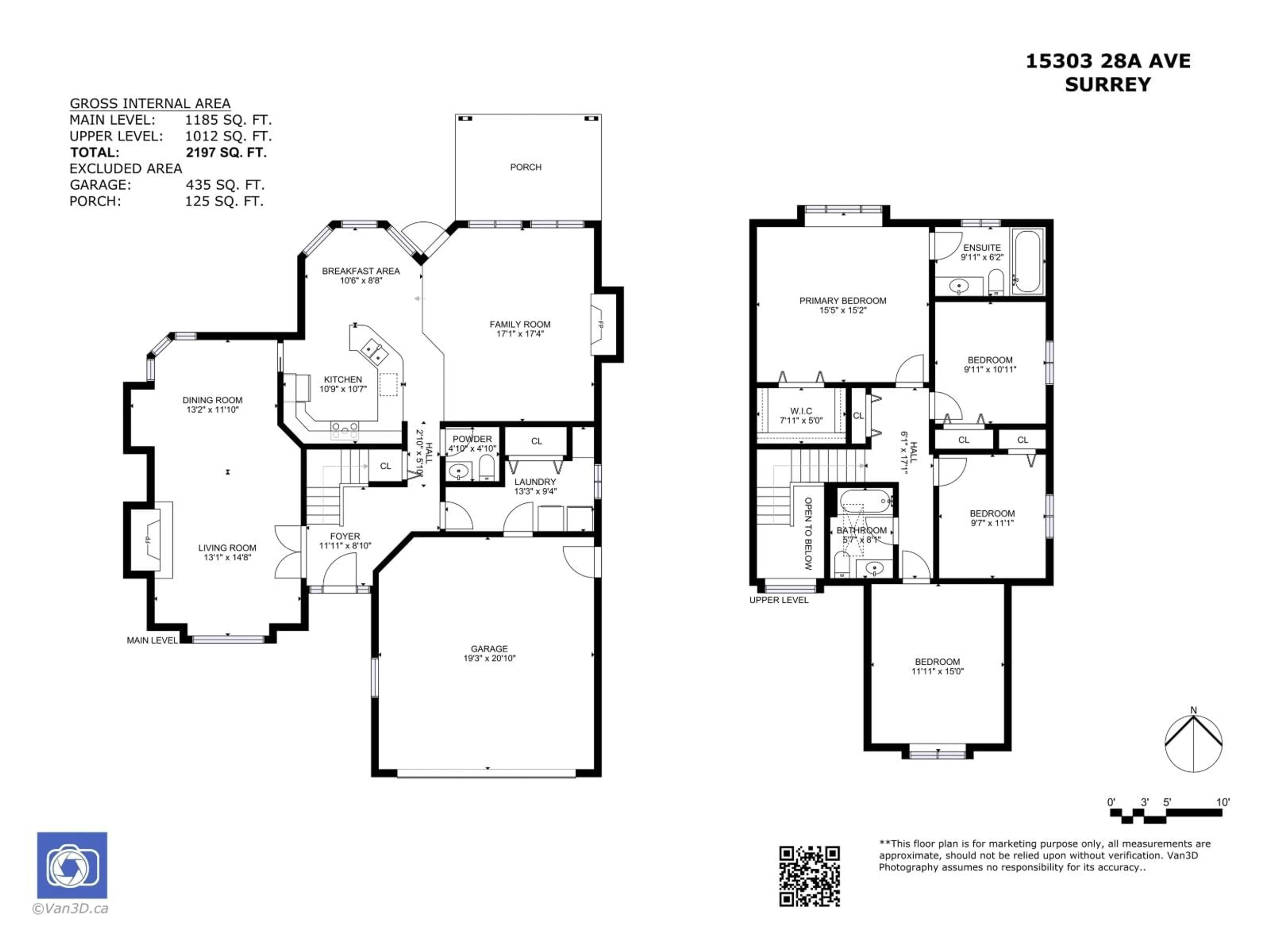 Floor plan for 15303 28A, Surrey British Columbia V4P1G4