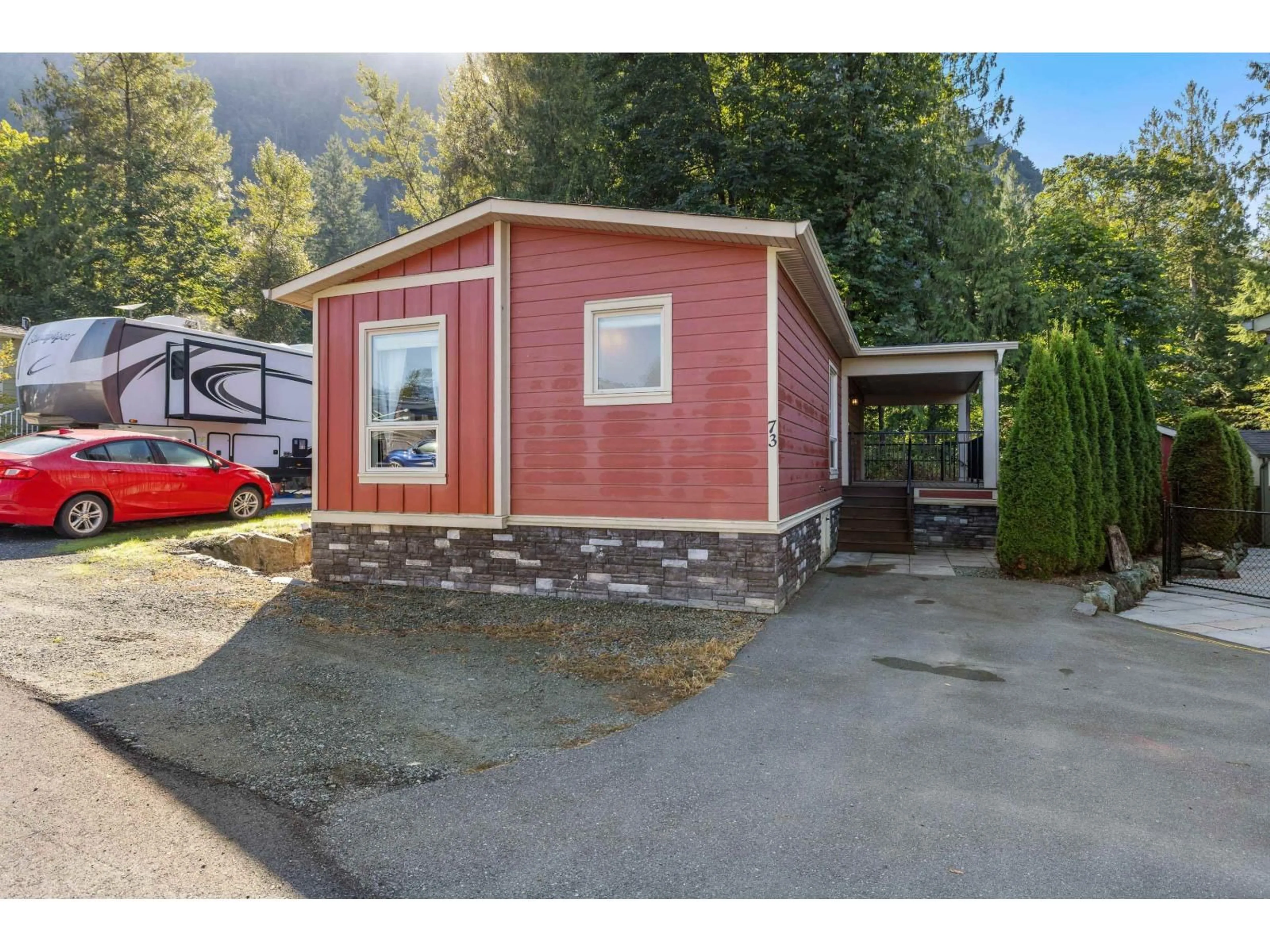 Home with vinyl exterior material, street for 73 - 53480 BRIDAL FALLS ROAD, Rosedale British Columbia V0X1X1