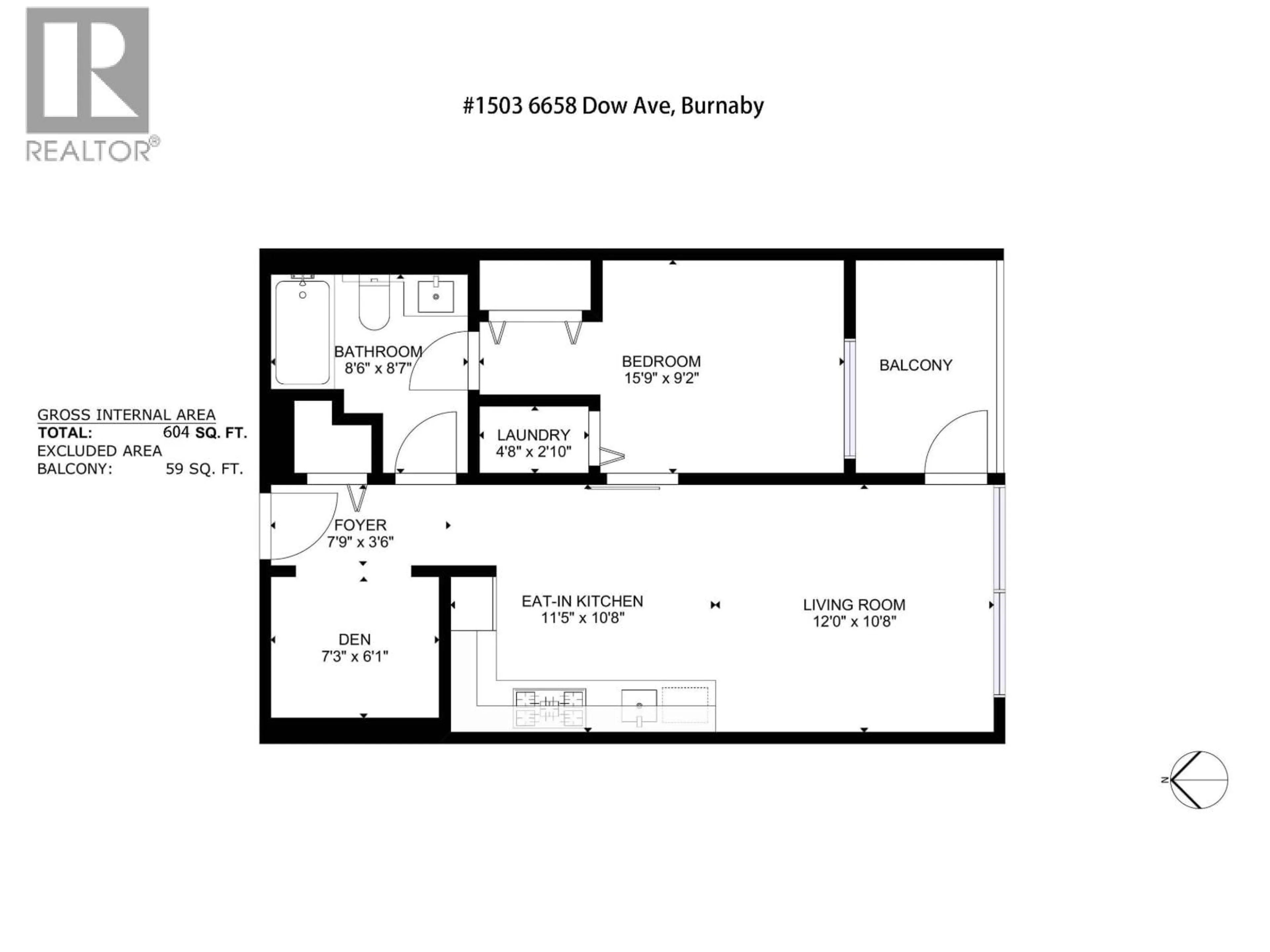 Floor plan for 1503 - 6658 DOW AVENUE, Burnaby British Columbia V5H0C7