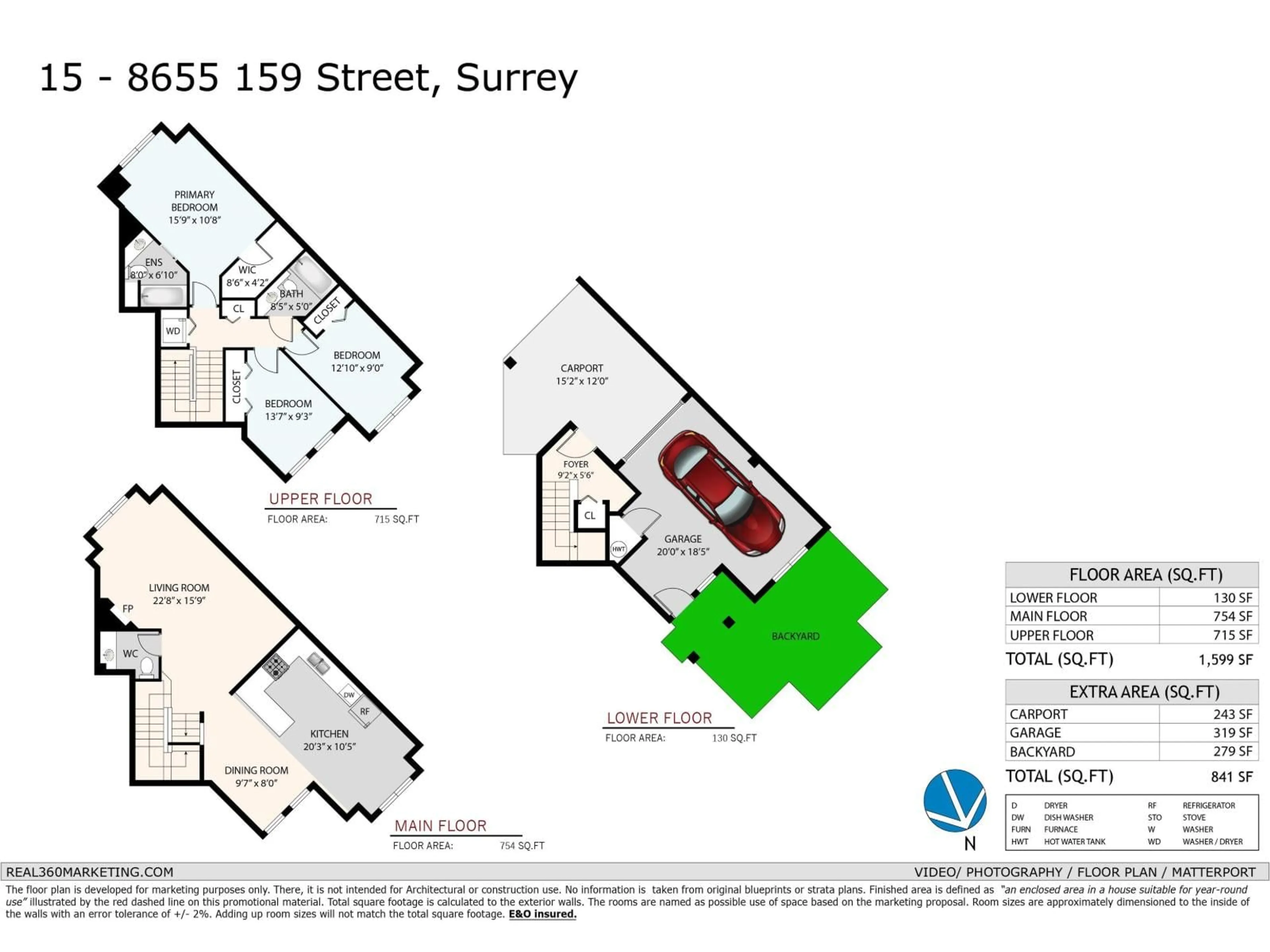 Floor plan for 15 - 8655 159, Surrey British Columbia V4N1M8