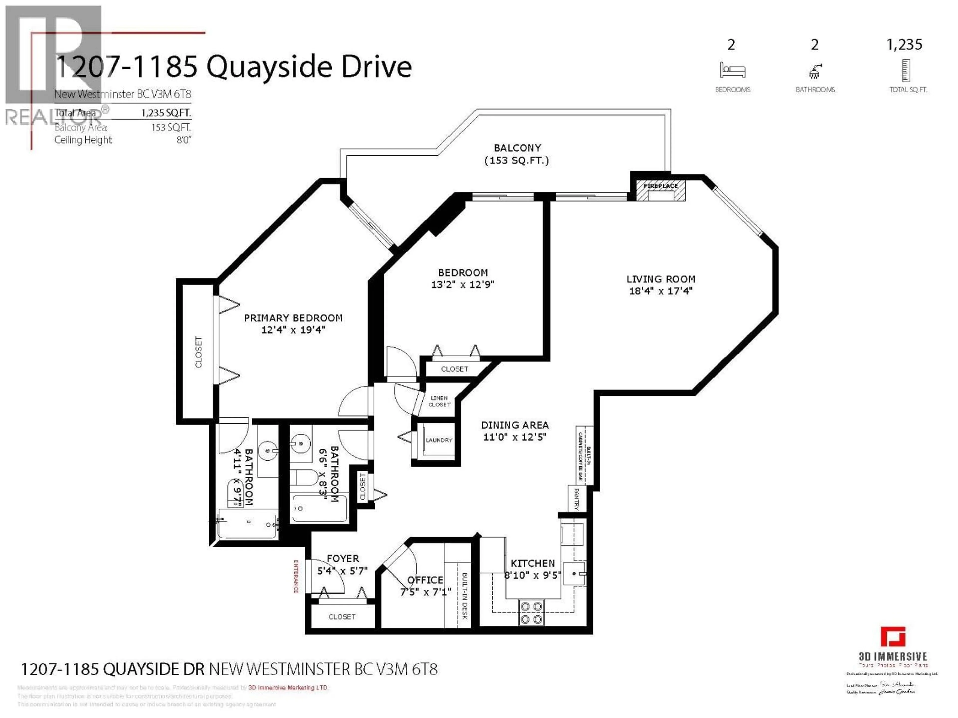 Floor plan for 1207 - 1185 QUAYSIDE DRIVE, New Westminster British Columbia V3M6T8