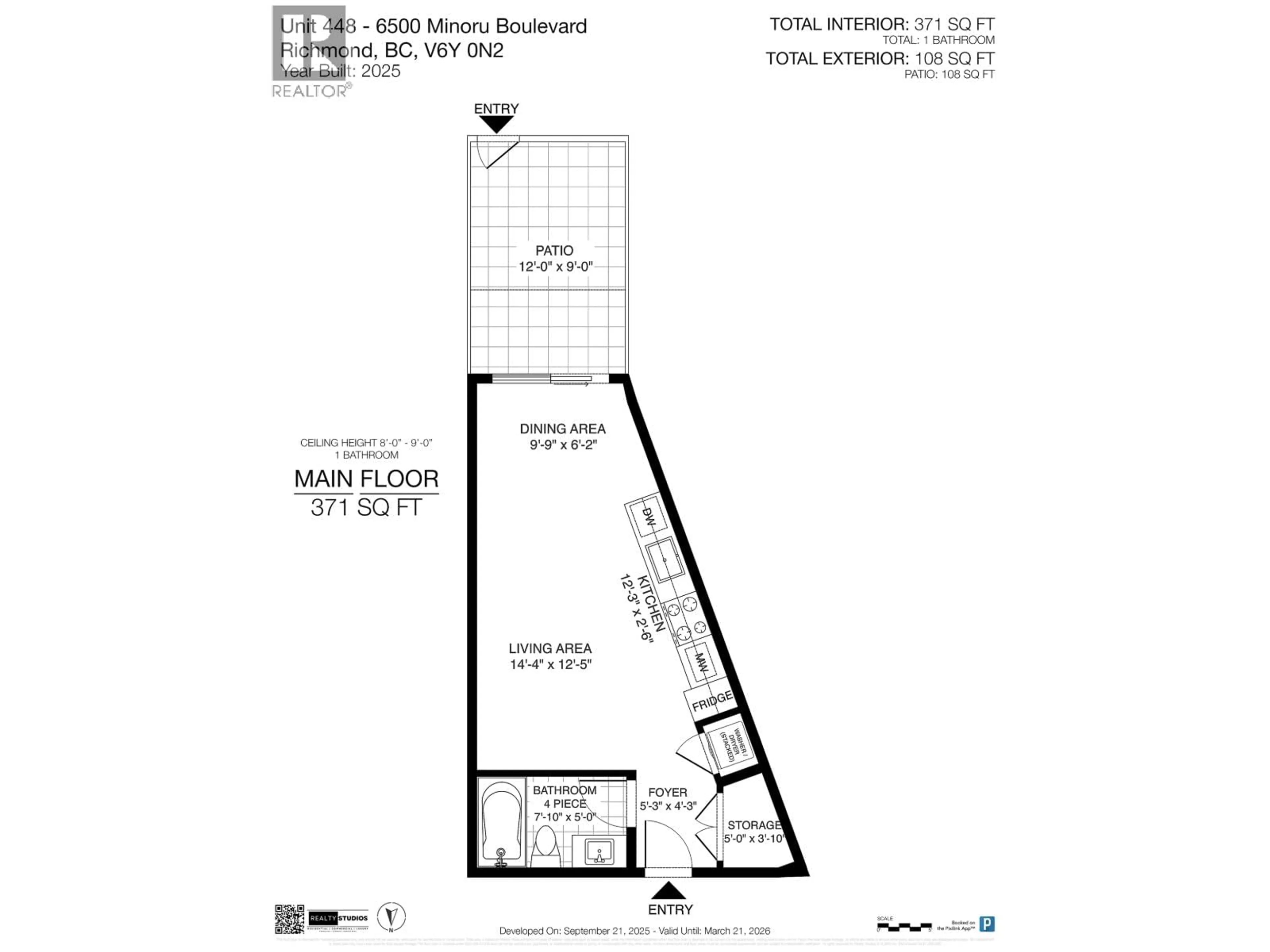 Floor plan for 448 - 6500 MINORU BOULEVARD, Richmond British Columbia V6Y0N2
