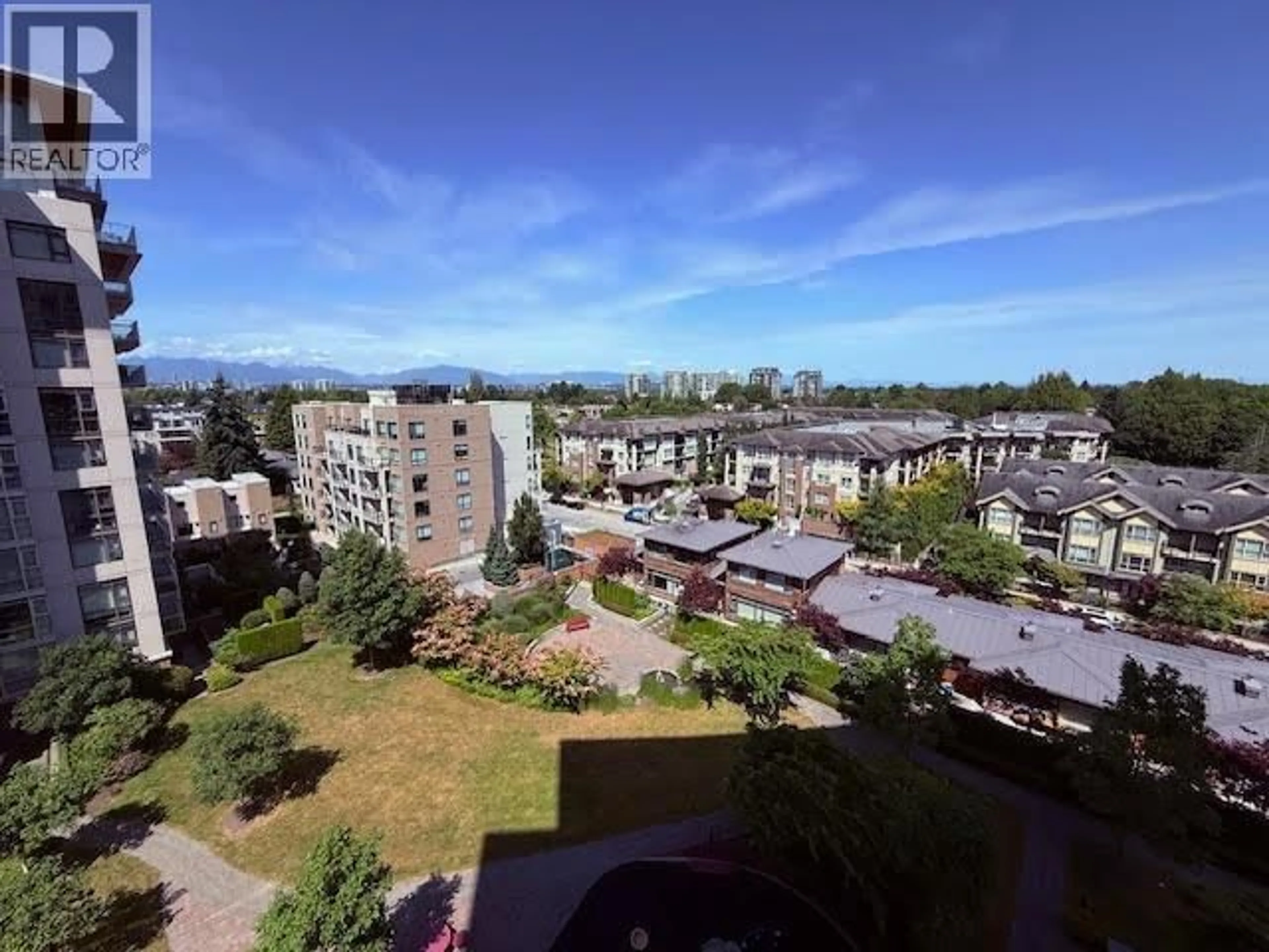 A pic from outside/outdoor area/front of a property/back of a property/a pic from drone, mountain view for 1009 - 8333 ANDERSON ROAD, Richmond British Columbia V6Y0E2
