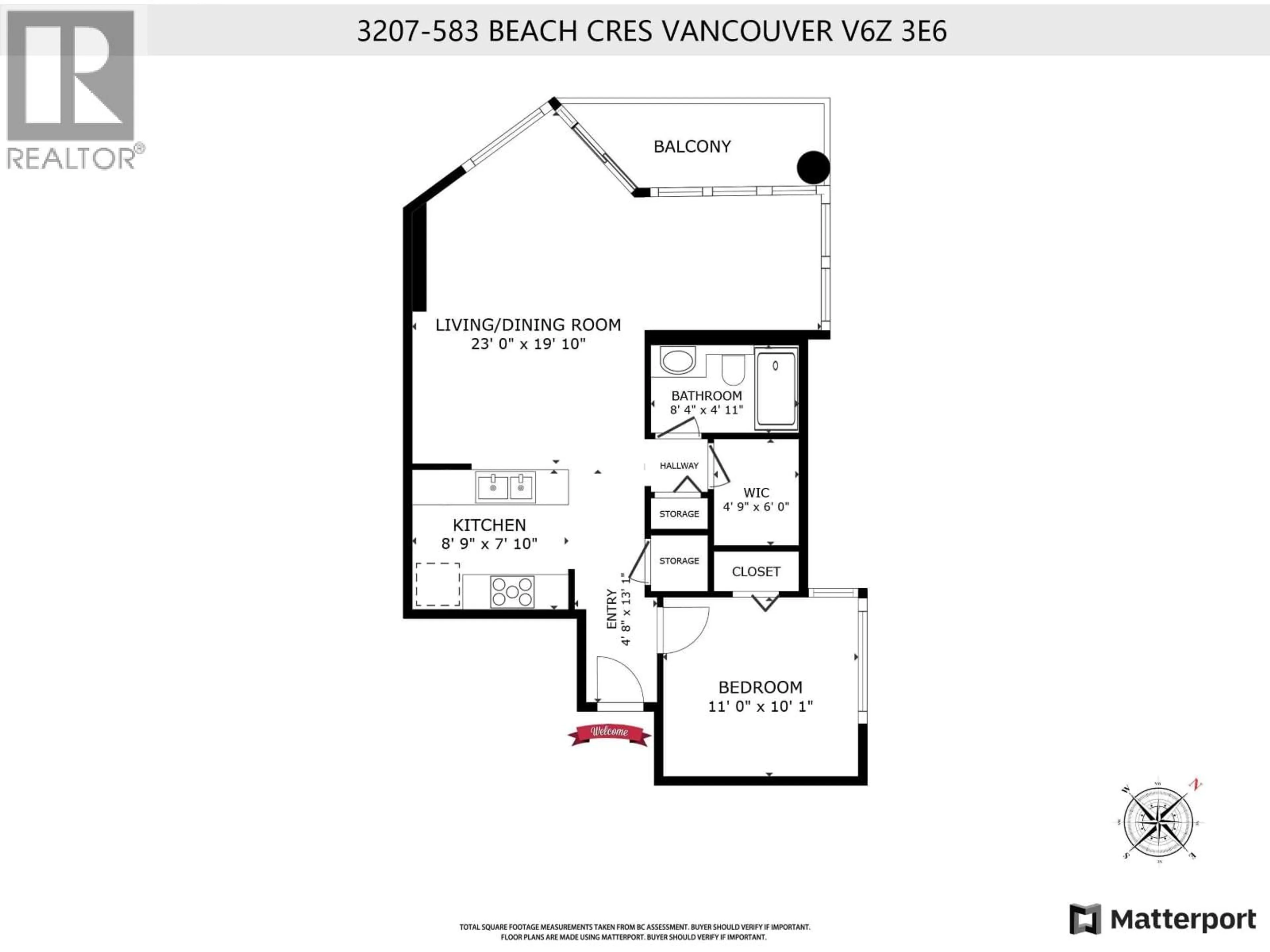 Floor plan for 3207 - 583 BEACH CRESCENT, Vancouver British Columbia V6Z3E6