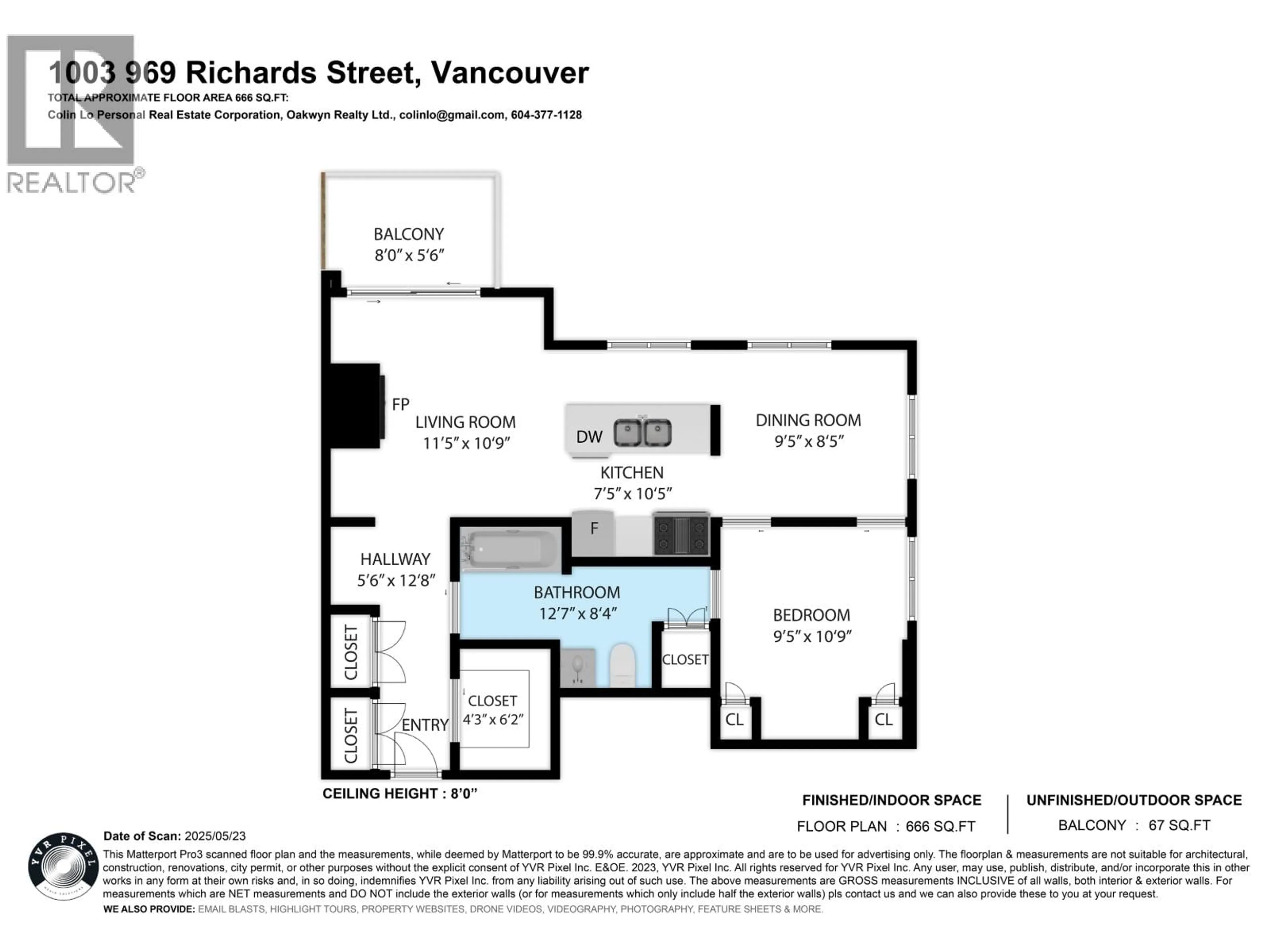 Floor plan for 1003 - 969 RICHARDS STREET, Vancouver British Columbia V6B1A8