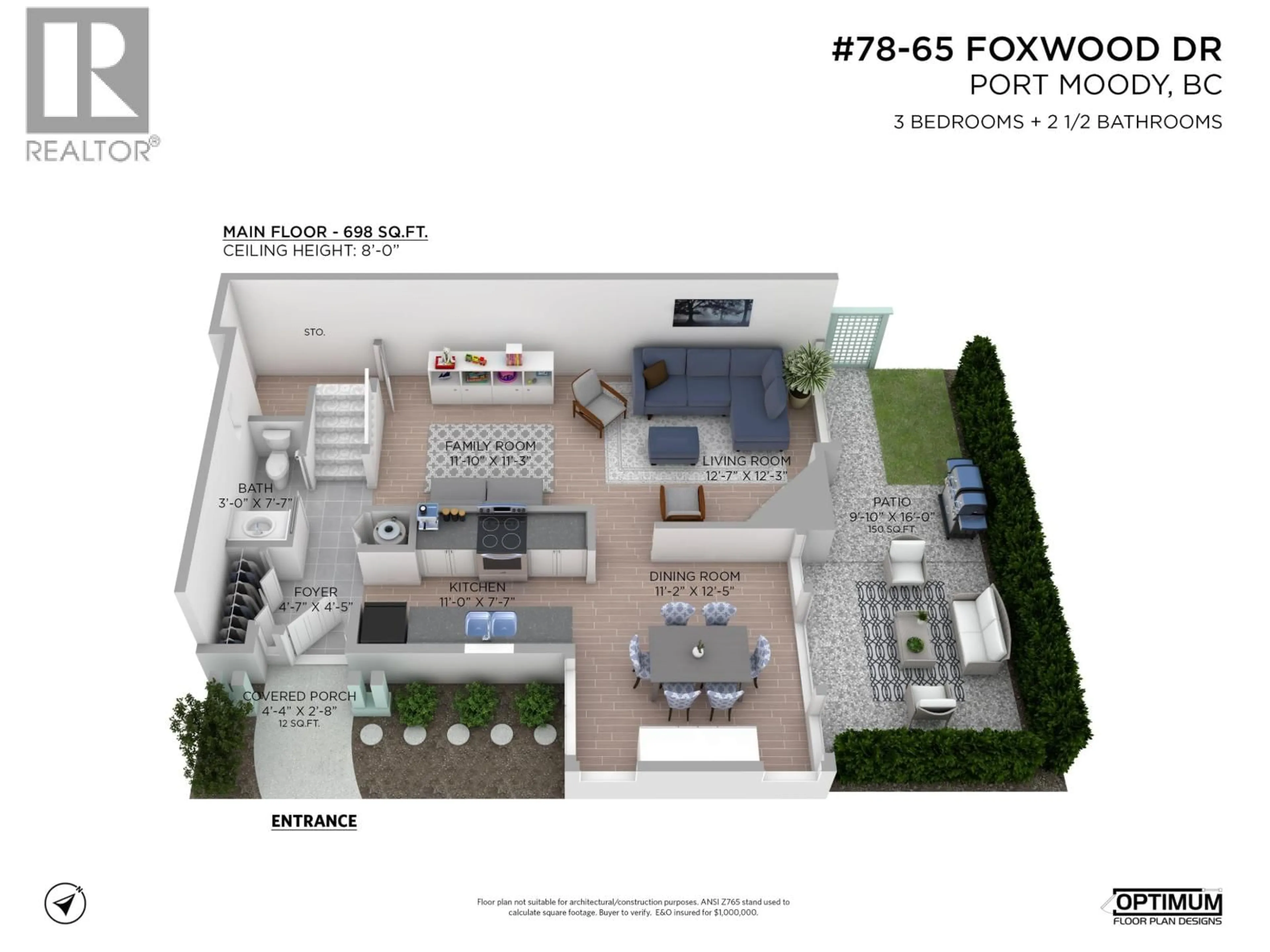 Floor plan for 78 - 65 FOXWOOD DRIVE, Port Moody British Columbia V3H4Z5