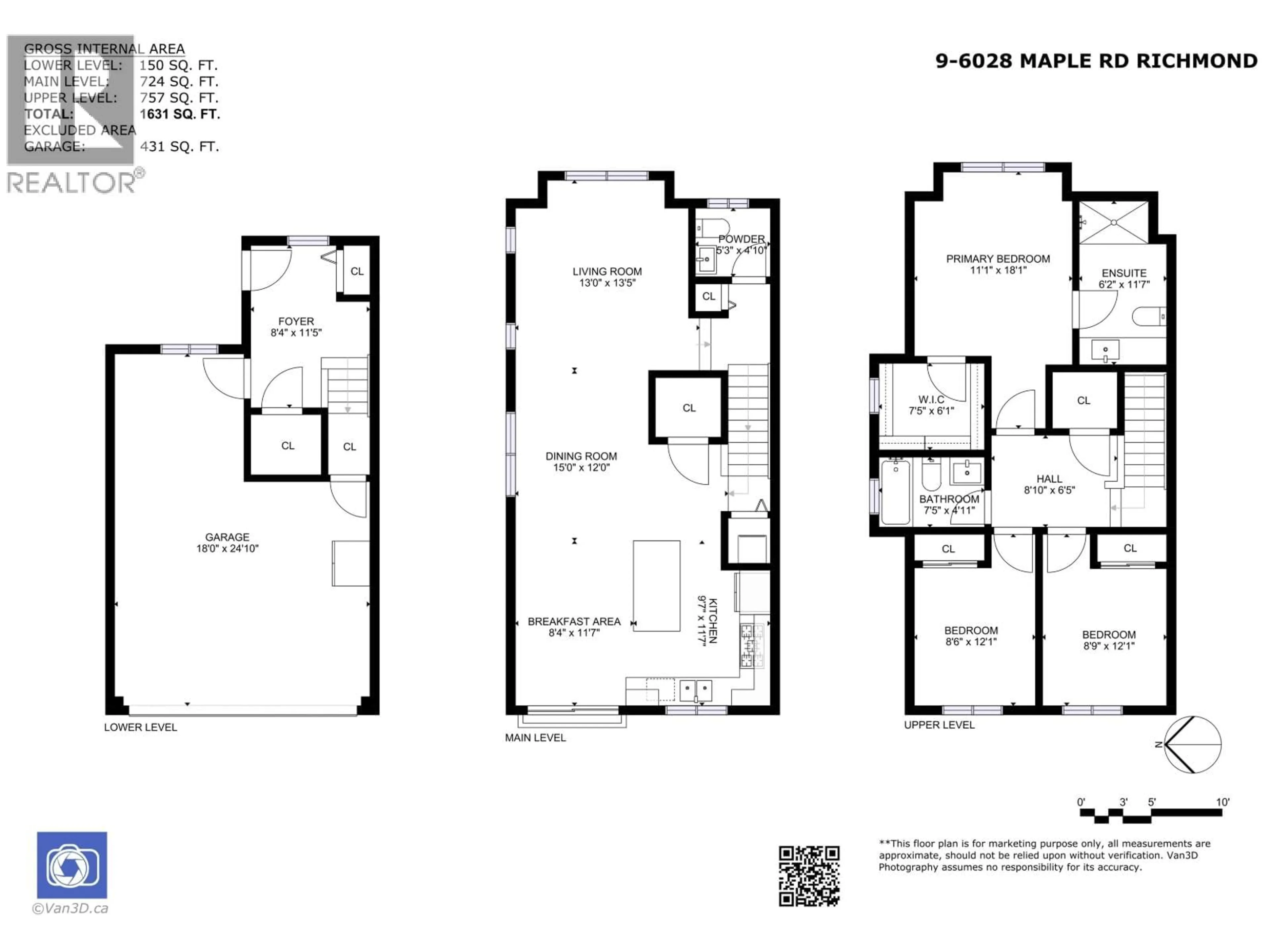 Floor plan for 9 - 6028 MAPLE ROAD, Richmond British Columbia V7E1G5
