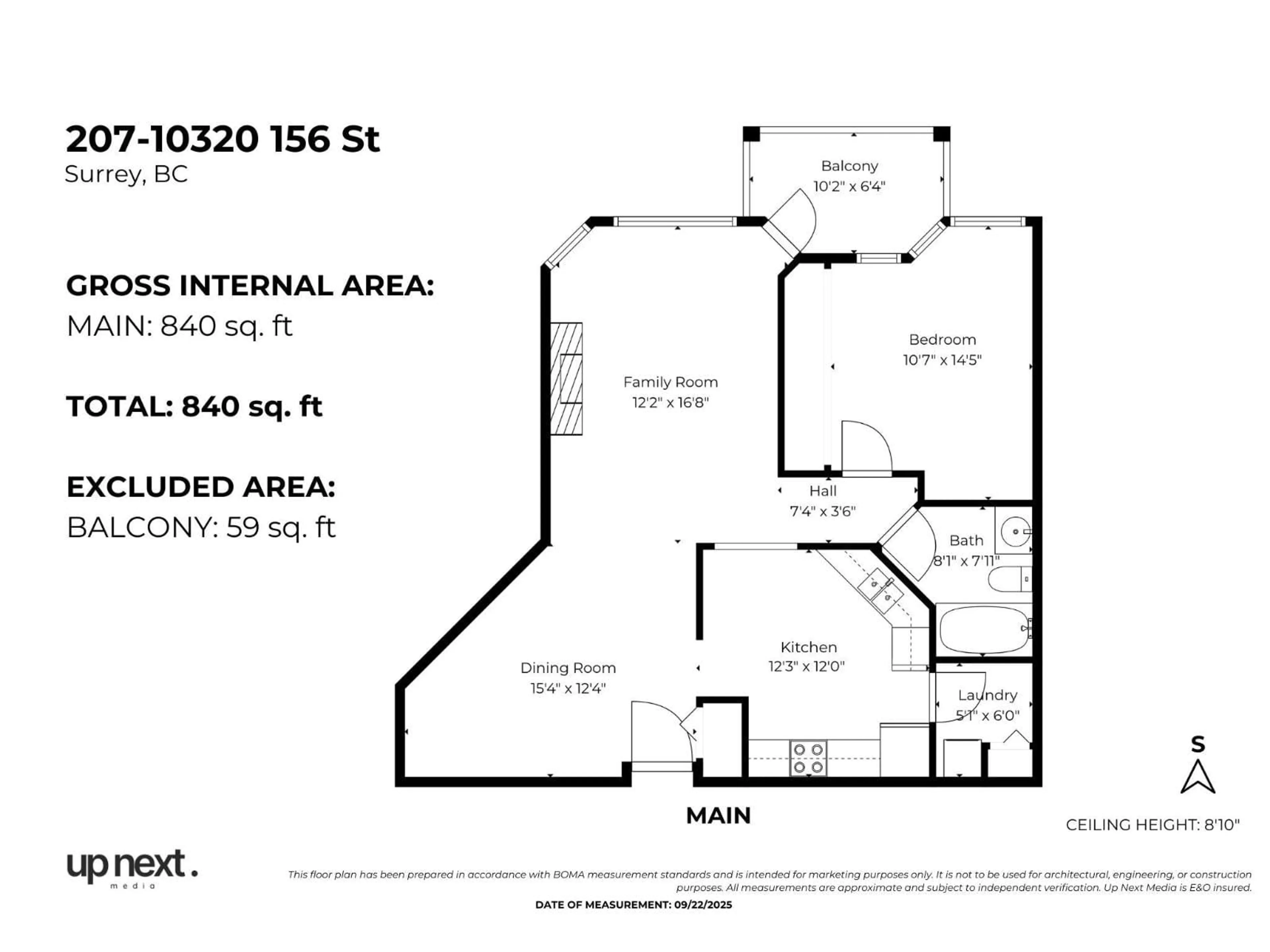 Floor plan for 207 - 10320 156, Surrey British Columbia V3R4L8