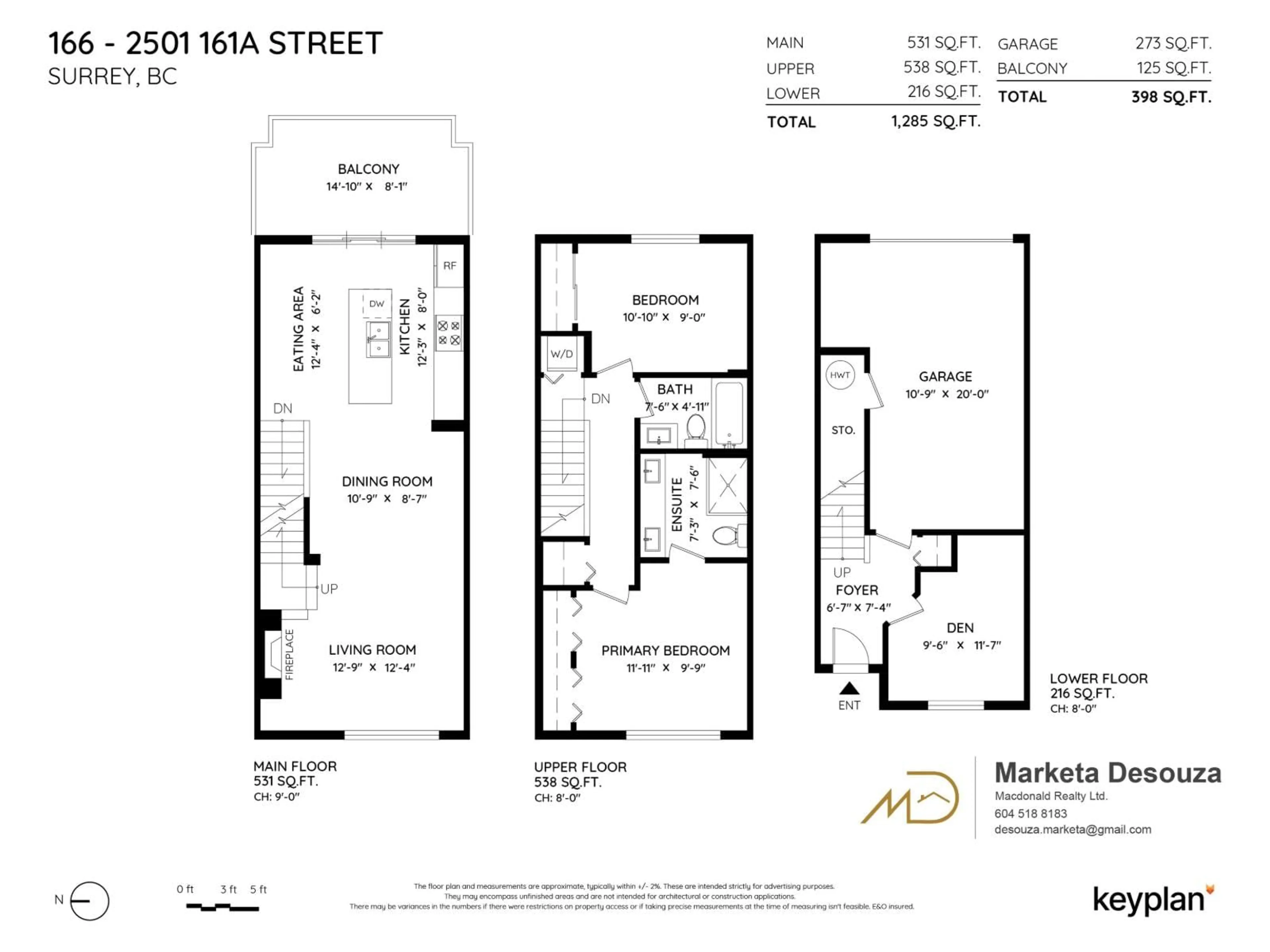 Floor plan for 166 - 2501 161A, Surrey British Columbia V3Z7Y6