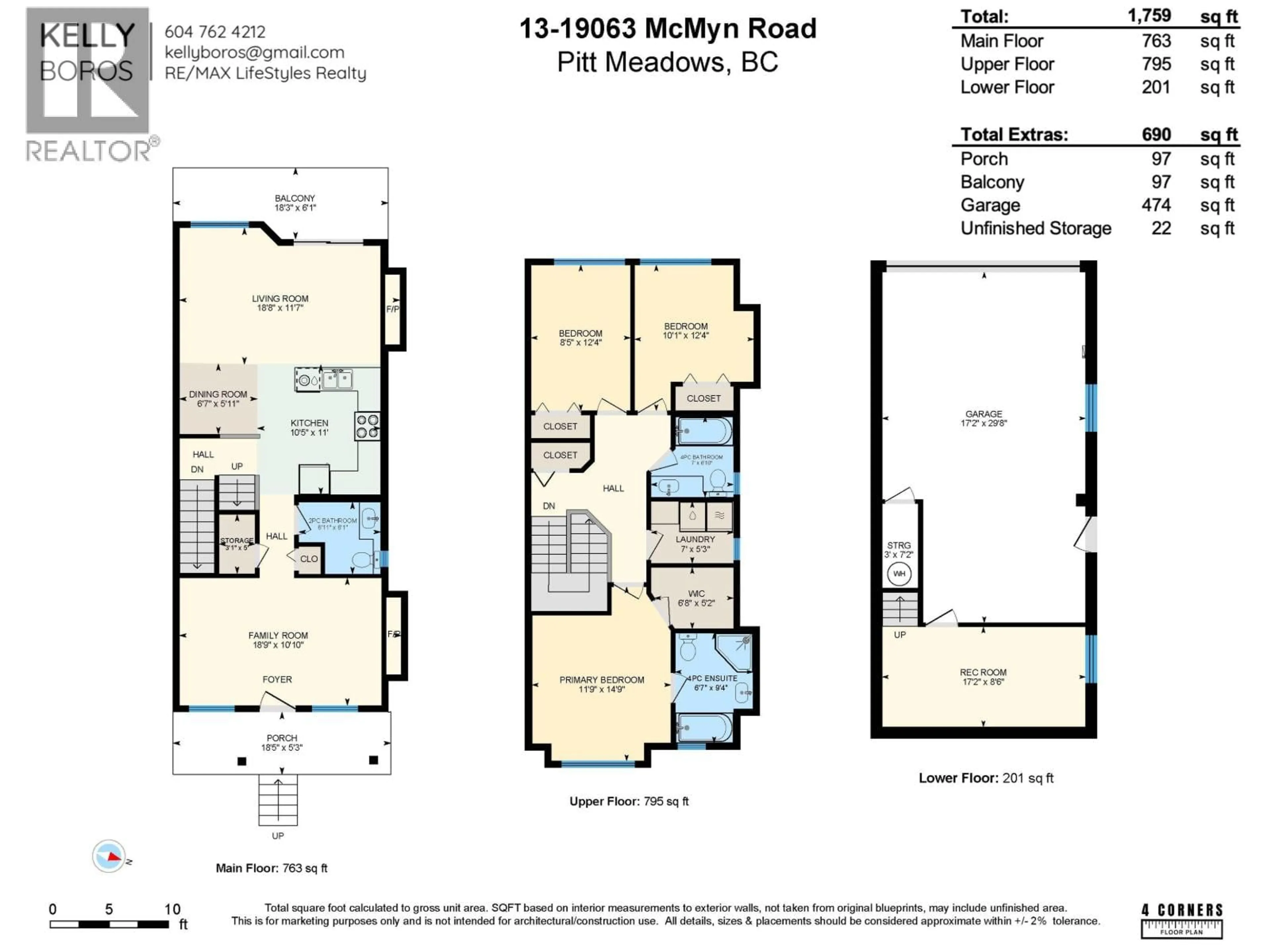 Floor plan for 13 - 19063 MCMYN ROAD, Pitt Meadows British Columbia V3Y2W5