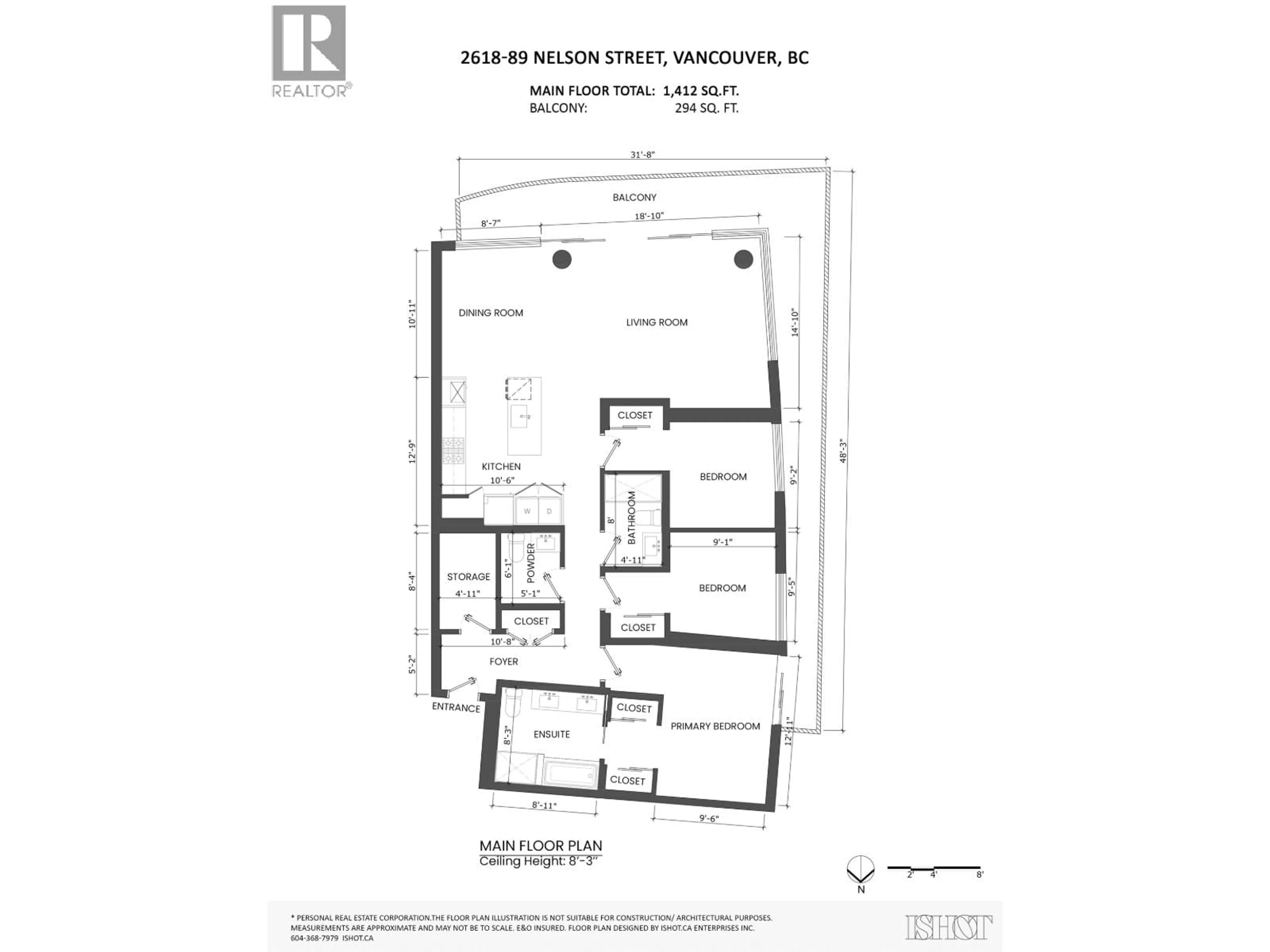 Floor plan for 2618 - 89 NELSON STREET, Vancouver British Columbia V6Z0E7