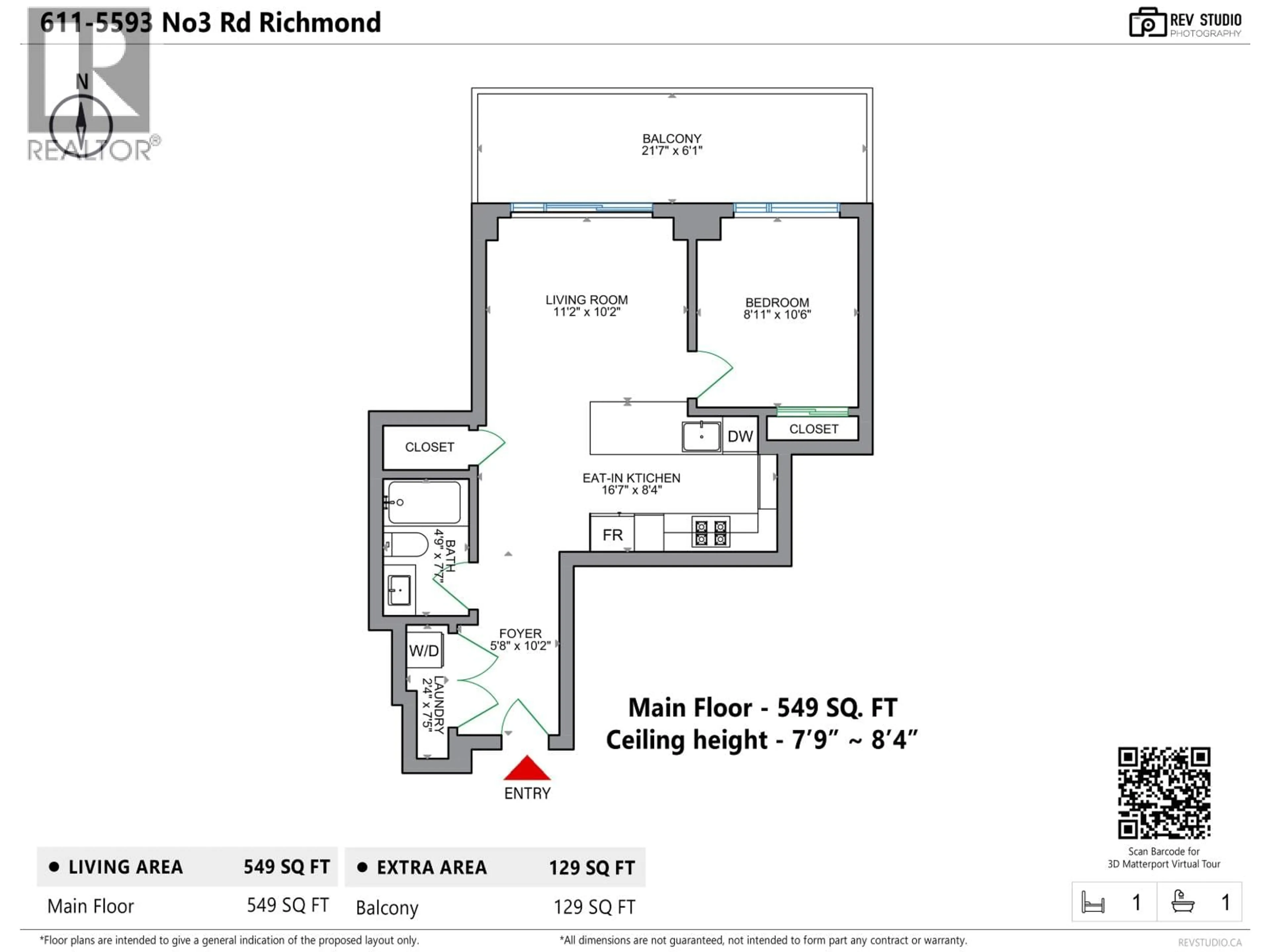 Floor plan for 611 - 5593 NO. 3 ROAD, Richmond British Columbia V6X0X6