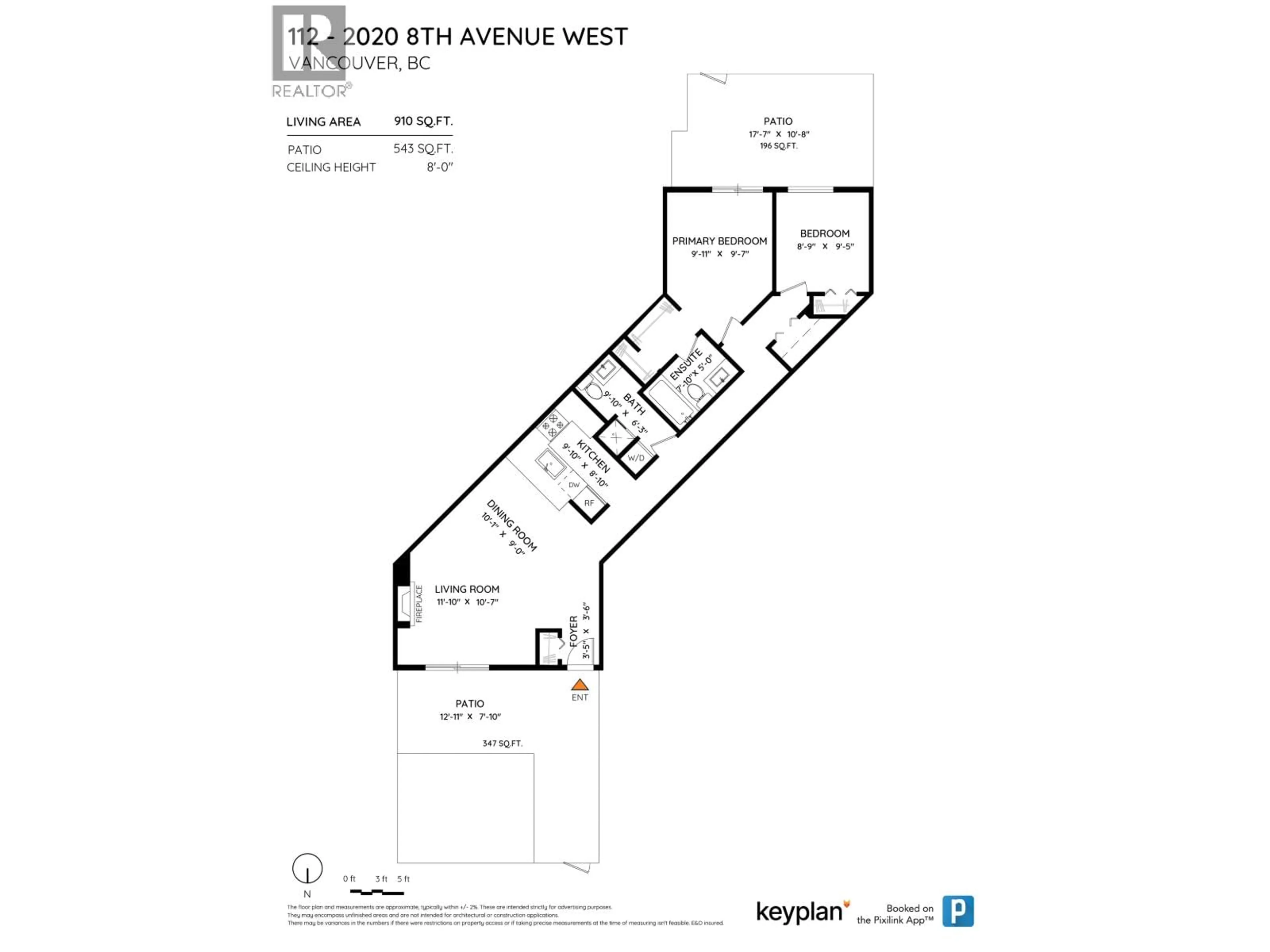 Floor plan for 112 - 2020 8TH AVENUE, Vancouver British Columbia V6J1W5