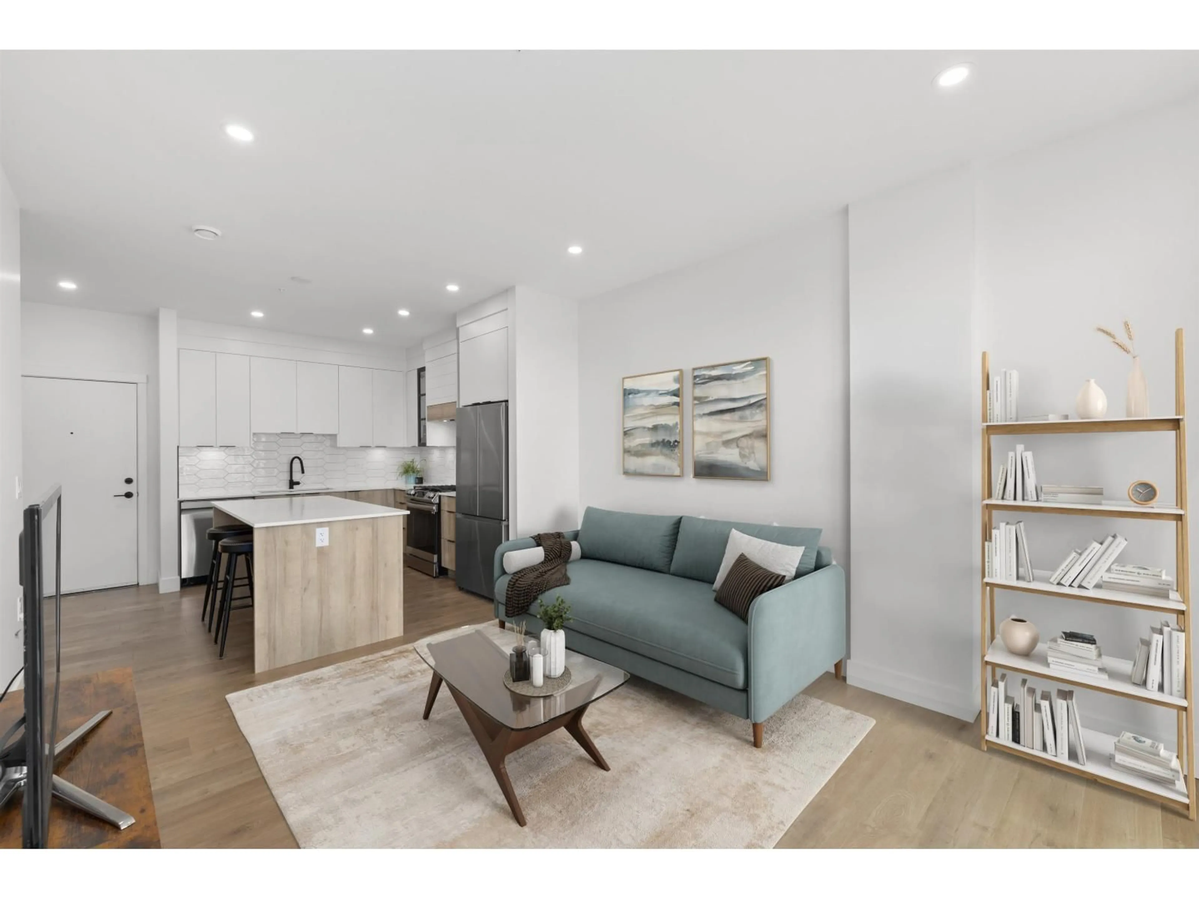 Living room with furniture, wood/laminate floor for 403 - 20614 80, Langley British Columbia V2Y3W7