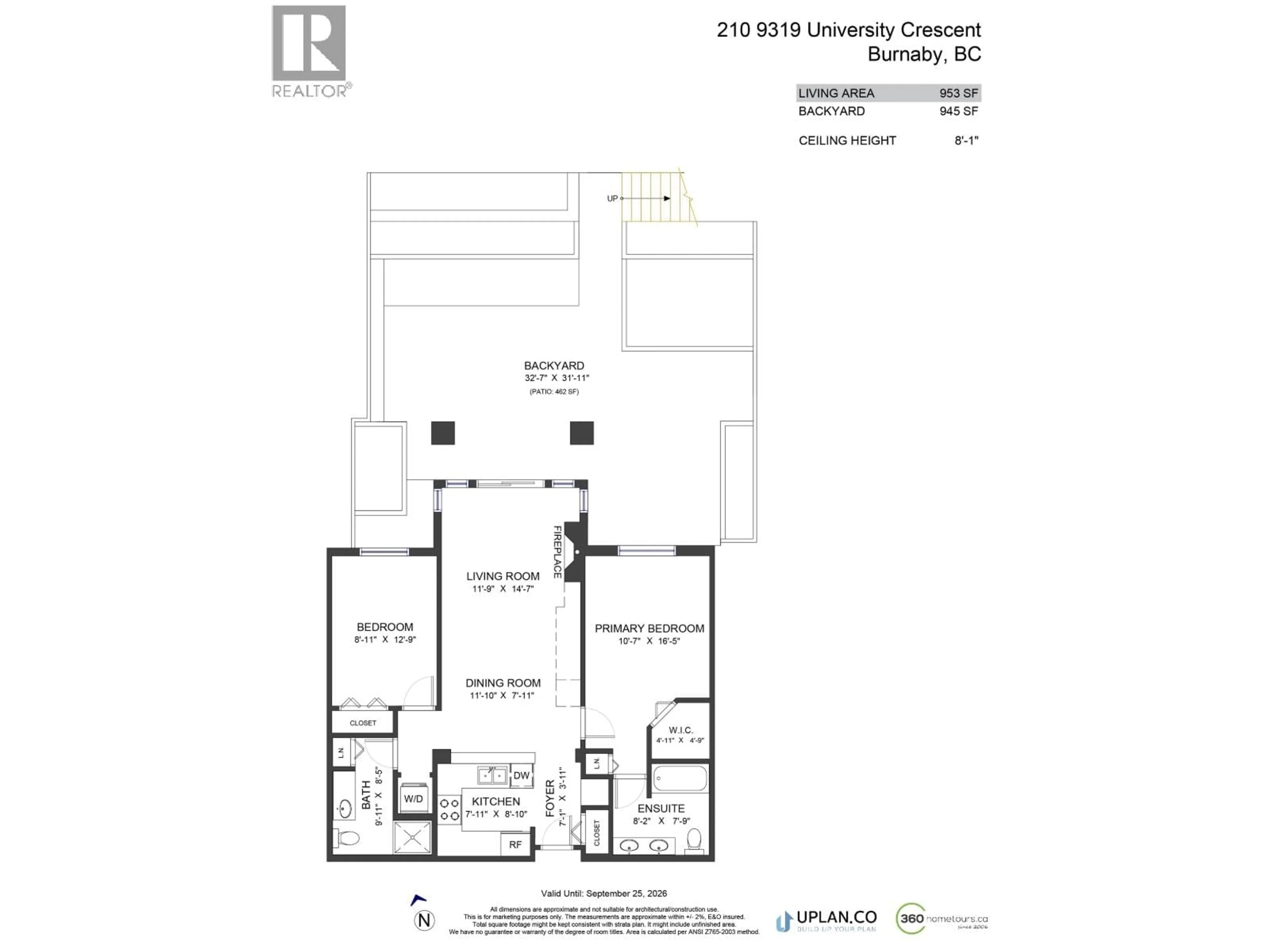 Floor plan for 210 - 9319 UNIVERSITY CRESCENT, Burnaby British Columbia V5A4Y5