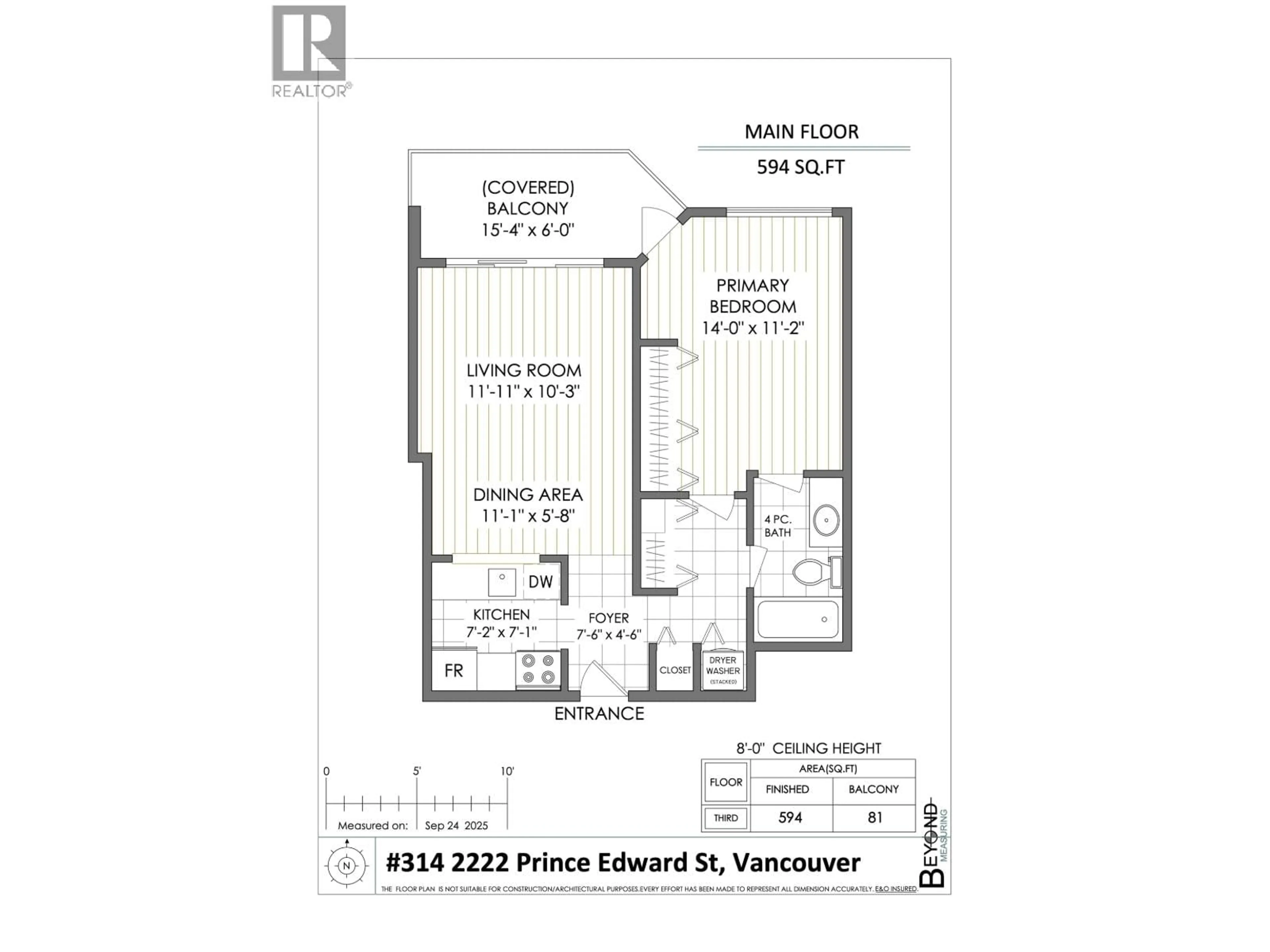 Floor plan for 314 - 2222 PRINCE EDWARD STREET, Vancouver British Columbia V5T4M6