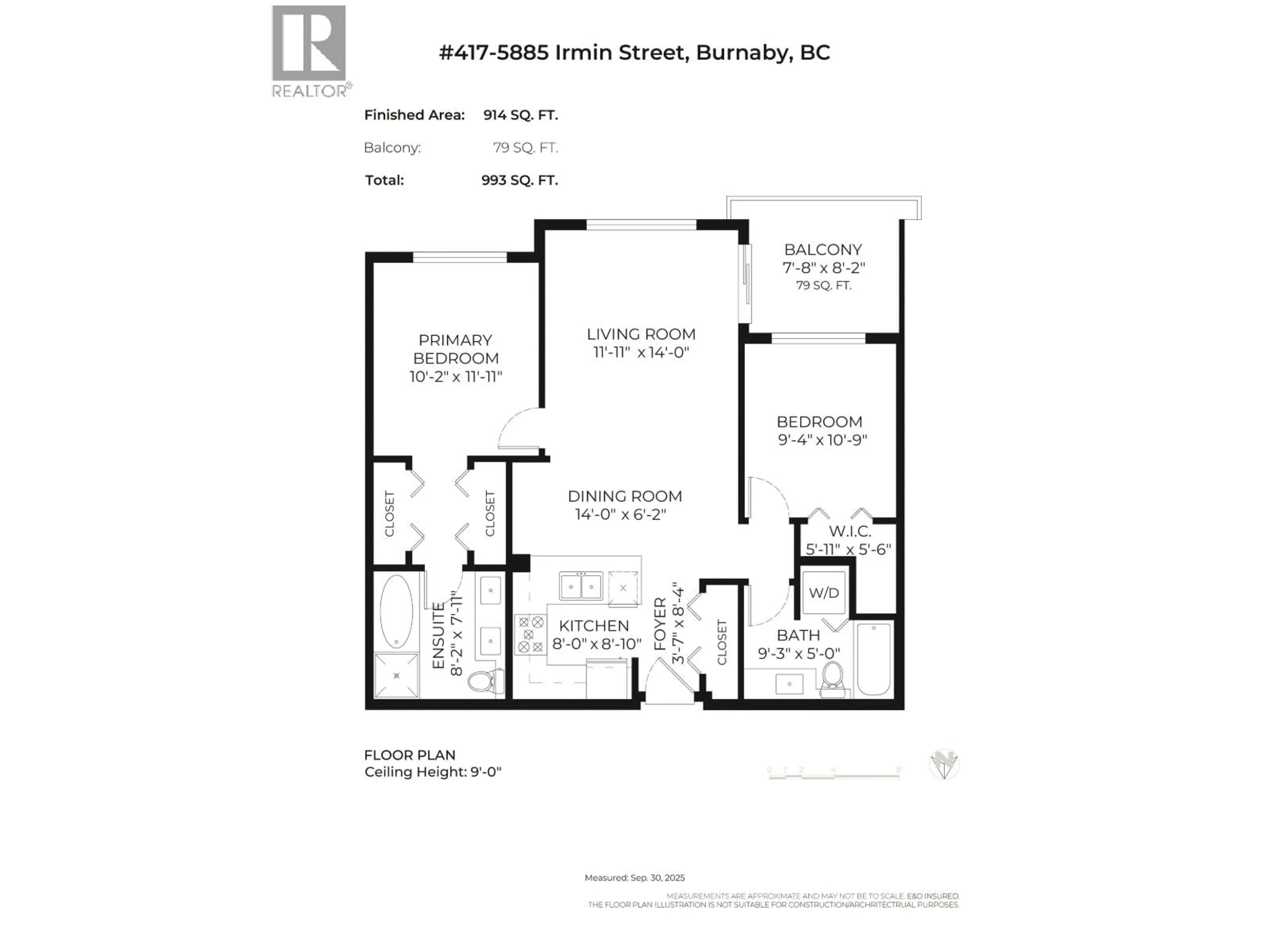 Floor plan for 417 - 5885 IRMIN STREET, Burnaby British Columbia V5J0C2