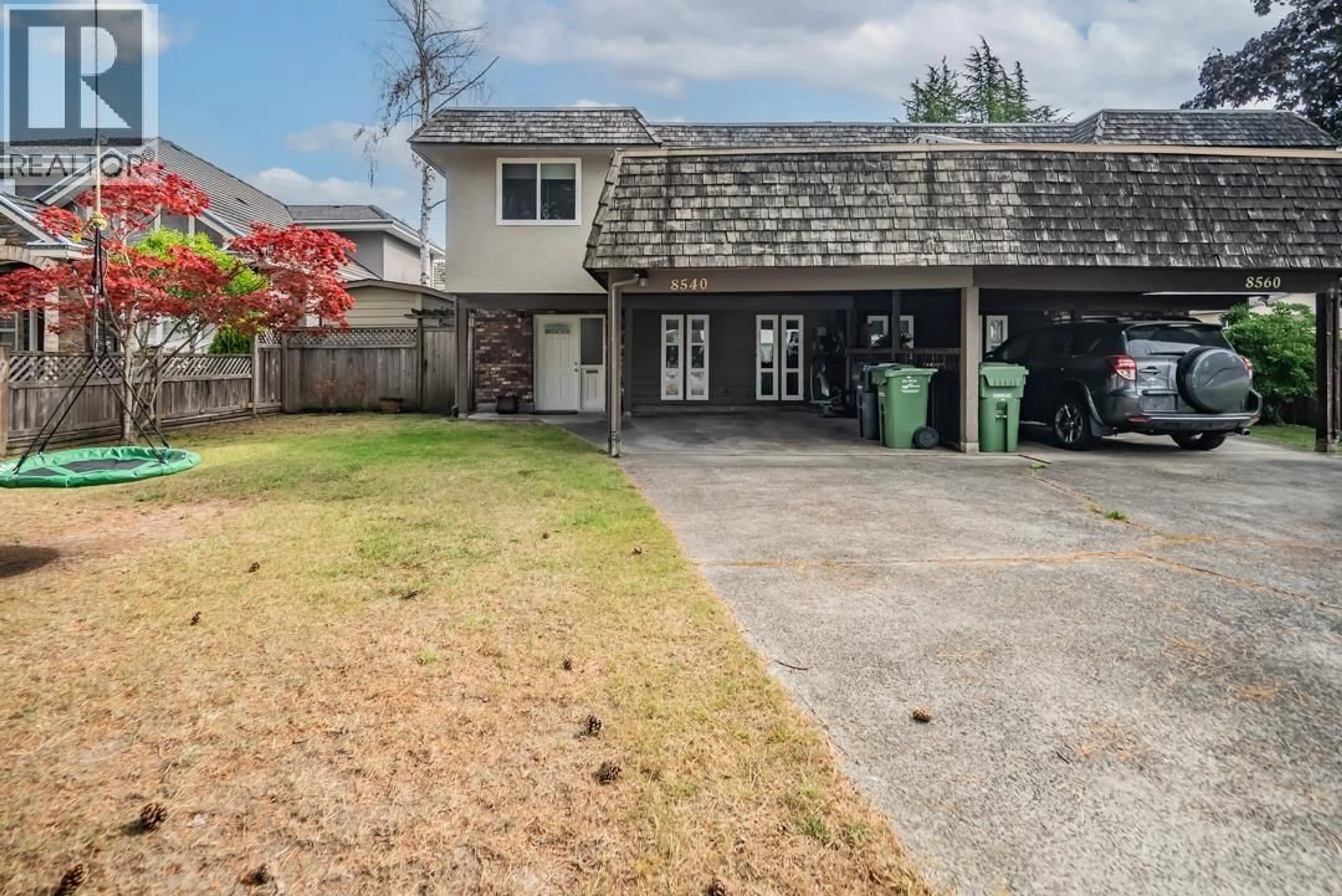 A pic from outside/outdoor area/front of a property/back of a property/a pic from drone, street for 8540 CALDER ROAD, Richmond British Columbia V7C3P2