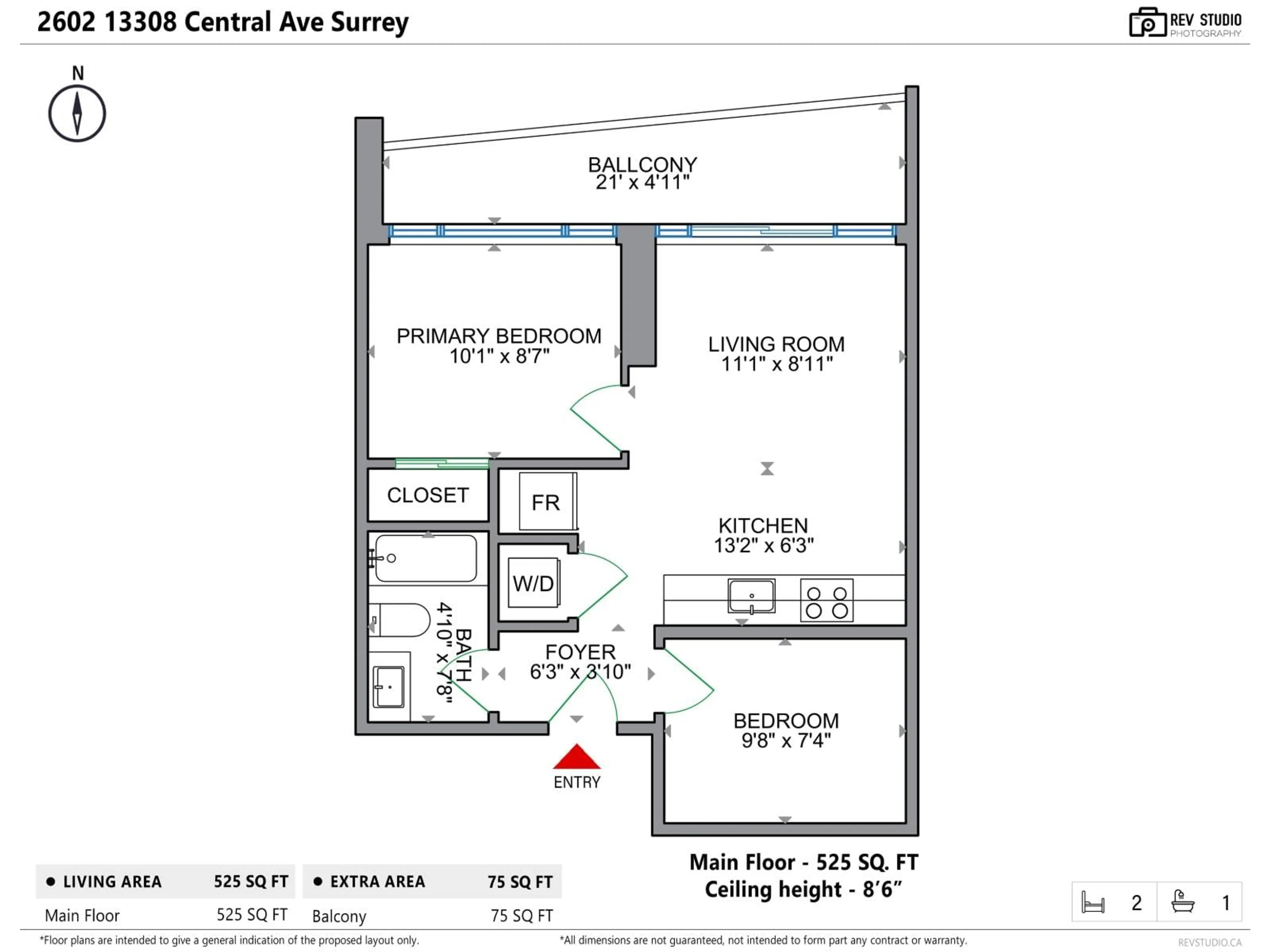 Floor plan for 2602 - 13308 CENTRAL, Surrey British Columbia V3T0M4