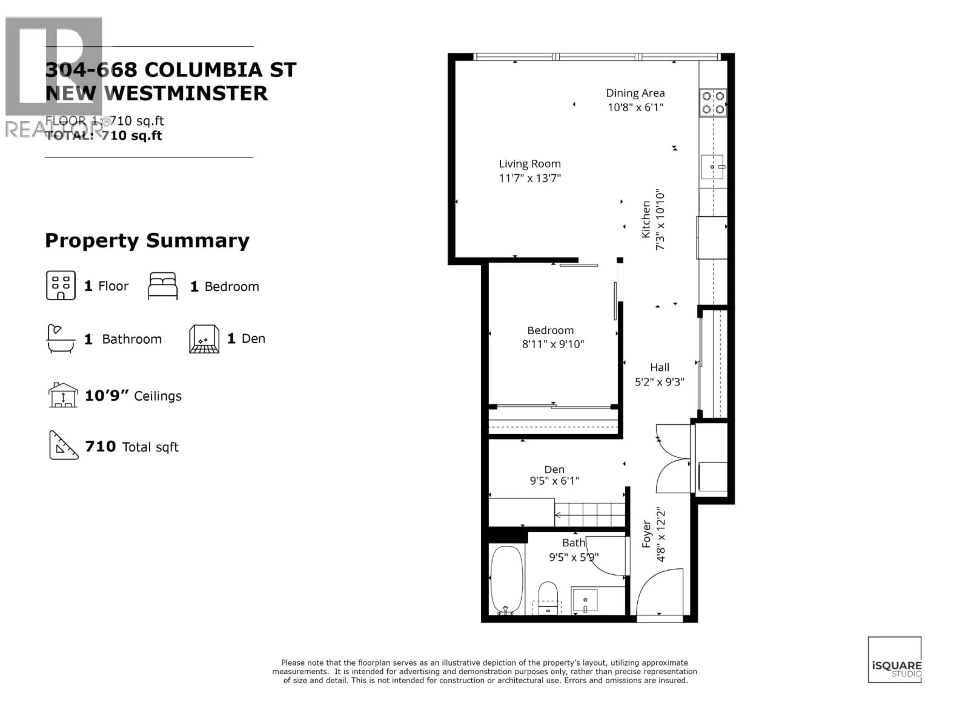 Floor plan for 304 - 668 COLUMBIA STREET, New Westminster British Columbia V3M1A9